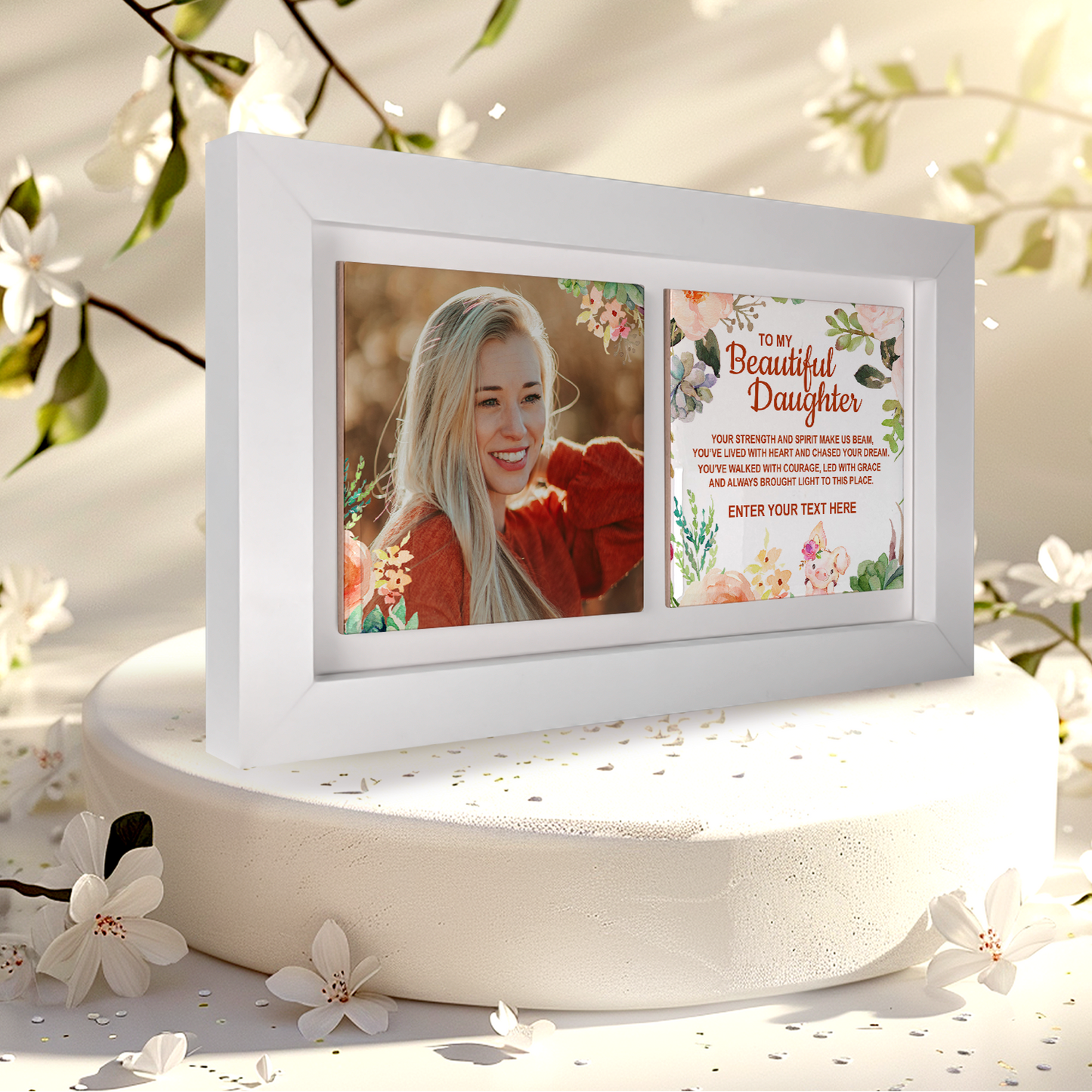 To My Beautiful Daughter – Personalised Ceramic Tiles in Landscape Frame