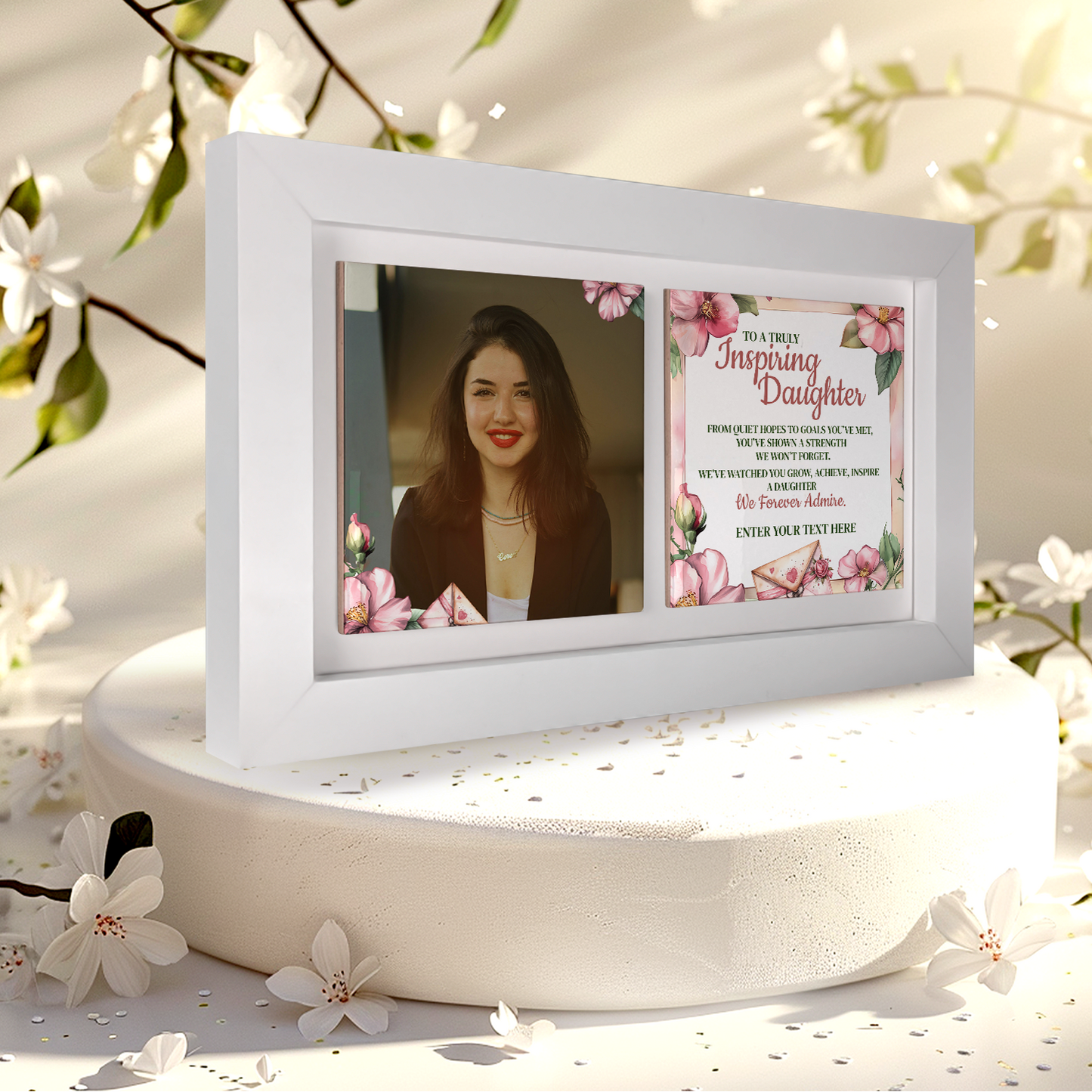 To A Truly Inspiring Daughter – Personalised Ceramic Tiles in Landscape Frame