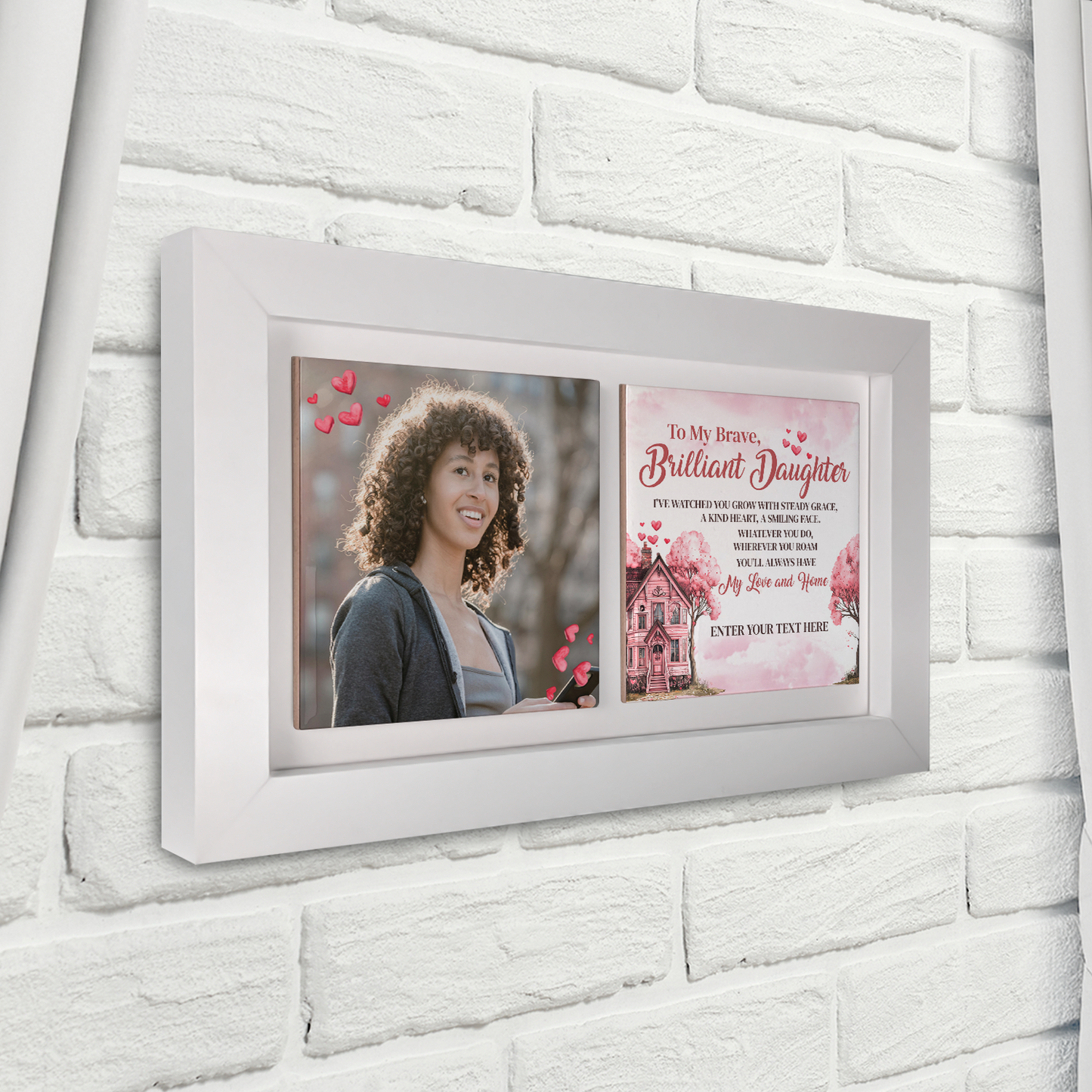 To My Brave Brilliant Daughter – Personalised Ceramic Tiles in Landscape Frame