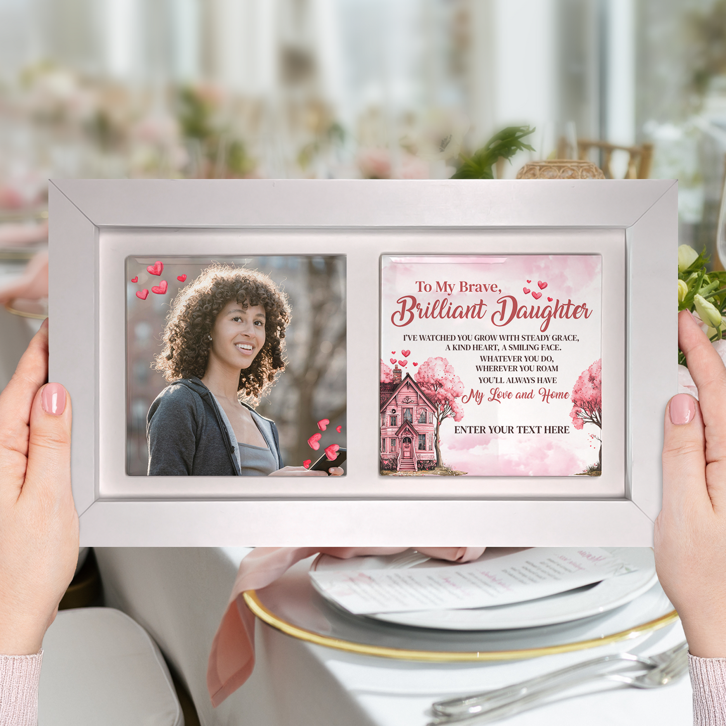 To My Brave Brilliant Daughter – Personalised Ceramic Tiles in Landscape Frame