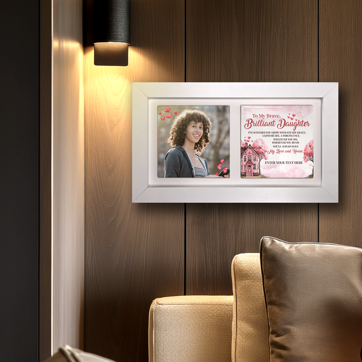 To My Brave Brilliant Daughter – Personalised Ceramic Tiles in Landscape Frame