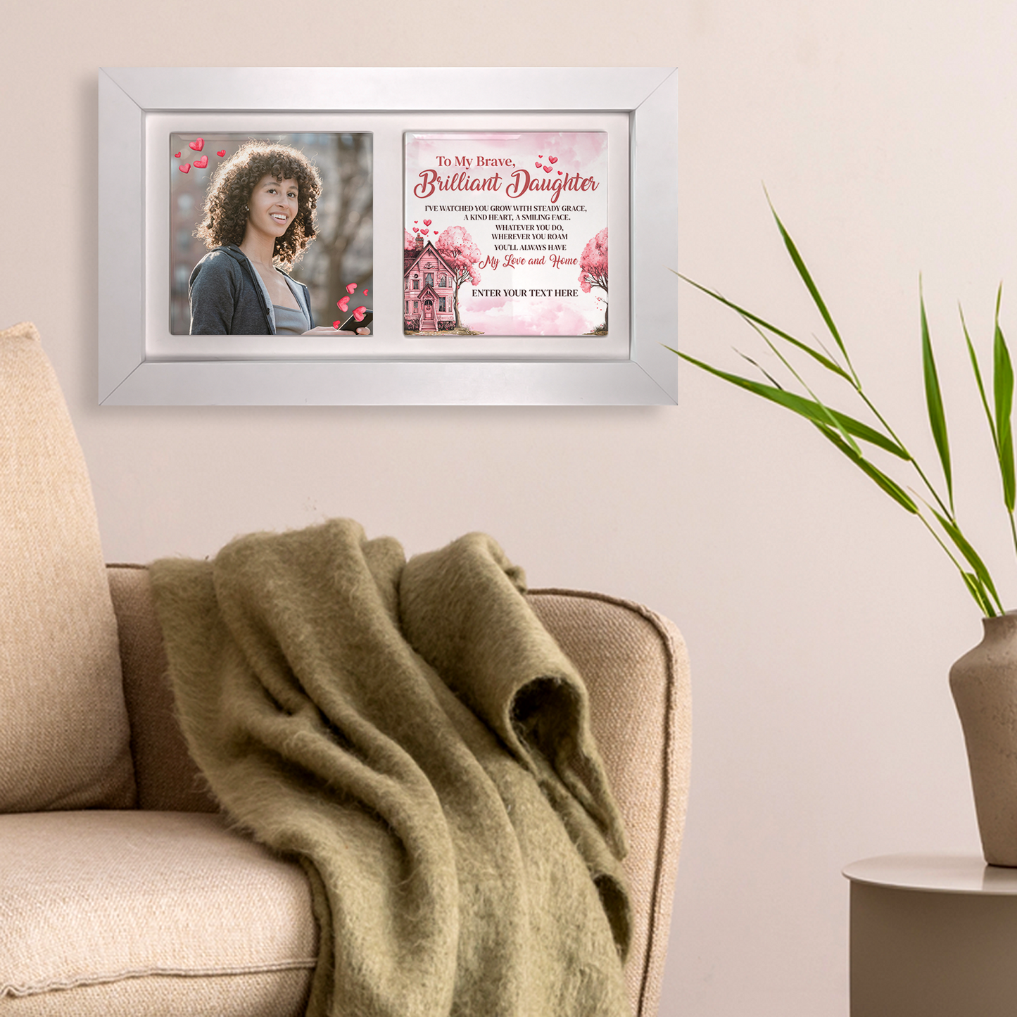 To My Brave Brilliant Daughter – Personalised Ceramic Tiles in Landscape Frame