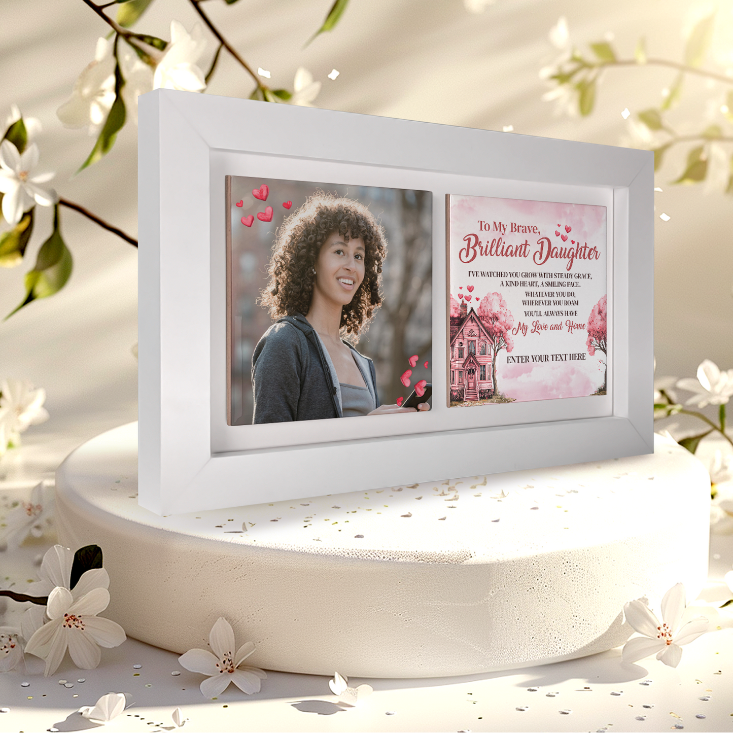 To My Brave Brilliant Daughter – Personalised Ceramic Tiles in Landscape Frame