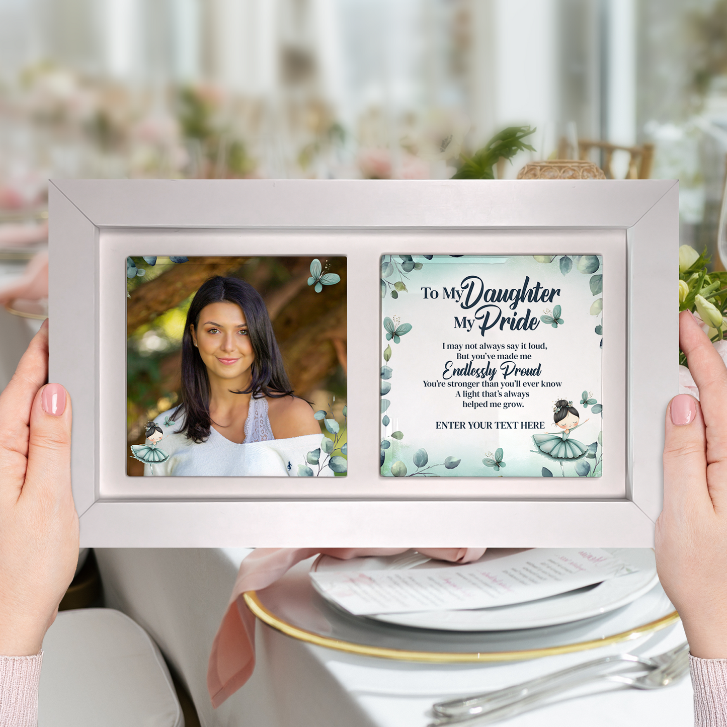 To My Daughter, My Pride – Personalised Ceramic Tiles in Landscape Frame