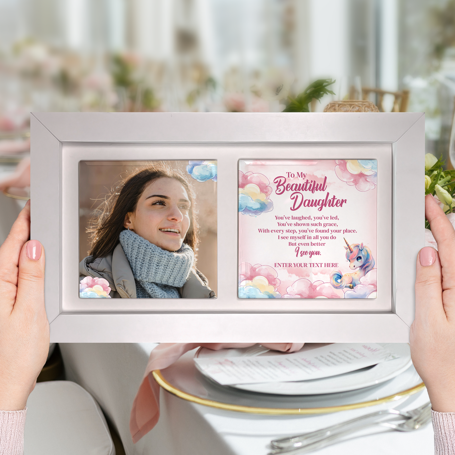To My Beautiful Daughter – Personalised Ceramic Tiles in Landscape Frame