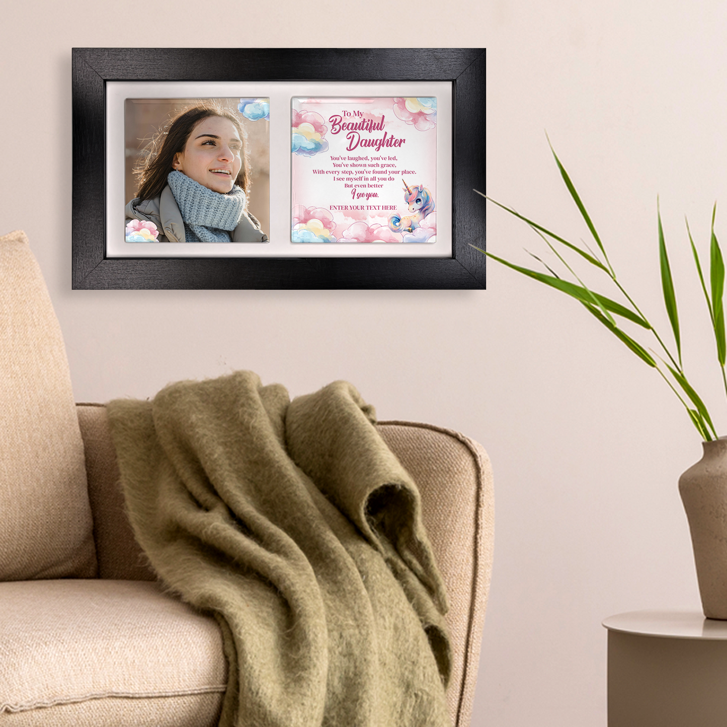To My Beautiful Daughter – Personalised Ceramic Tiles in Landscape Frame