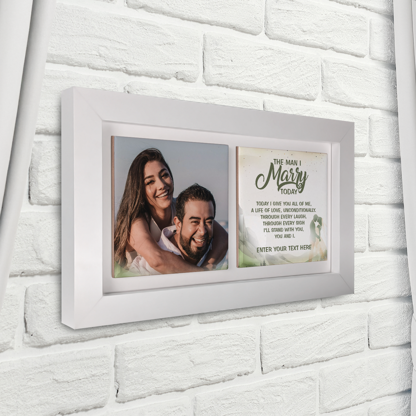 The Man I Marry Today – Personalised Ceramic Tiles in Landscape Frame