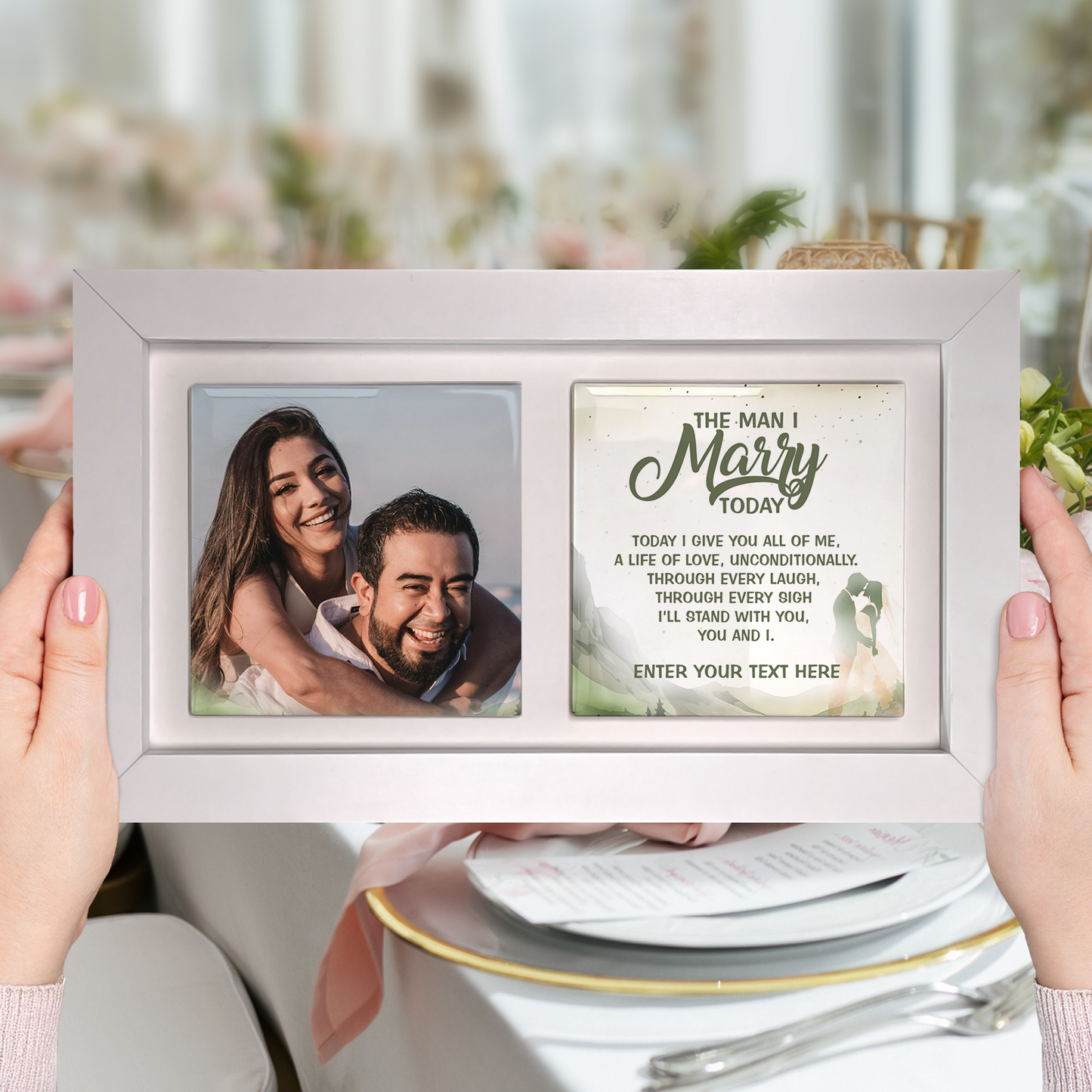 The Man I Marry Today – Personalised Ceramic Tiles in Landscape Frame