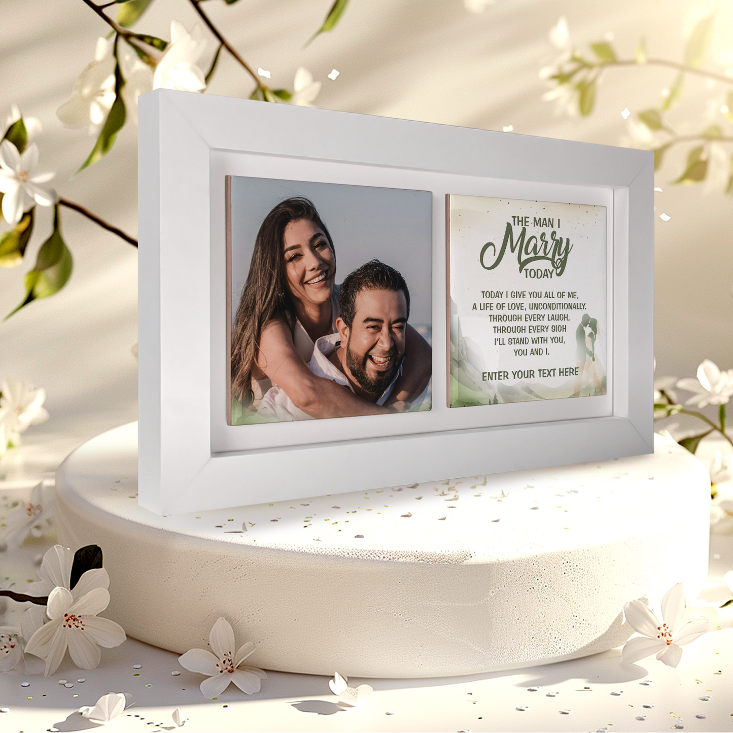 The Man I Marry Today – Personalised Ceramic Tiles in Landscape Frame