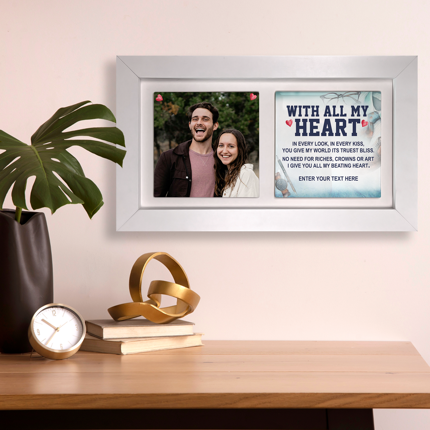 With All My Heart – Personalised Ceramic Tiles in Landscape Frame