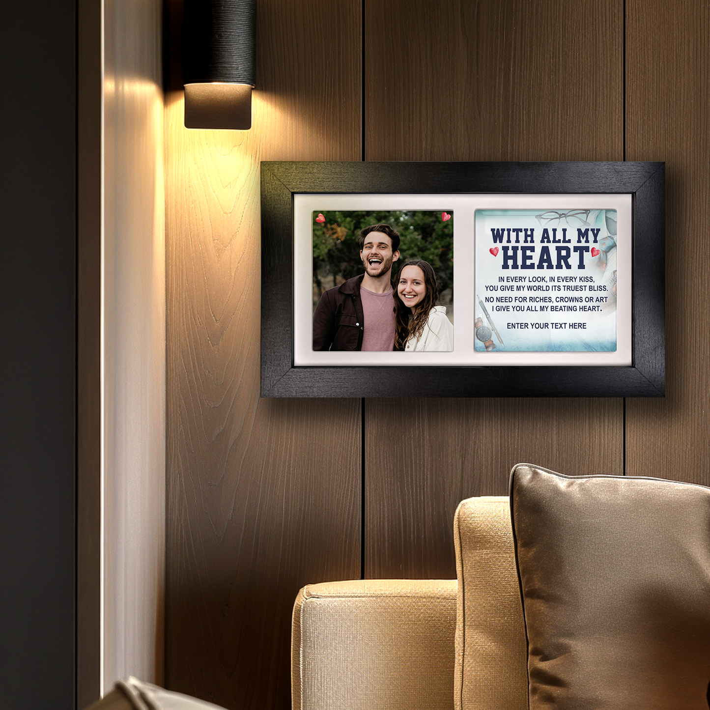 With All My Heart – Personalised Ceramic Tiles in Landscape Frame