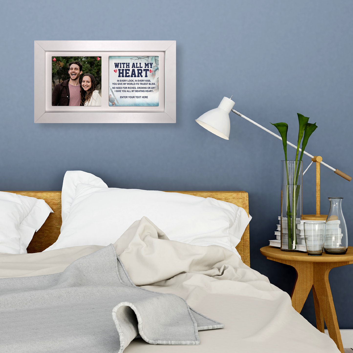 With All My Heart – Personalised Ceramic Tiles in Landscape Frame