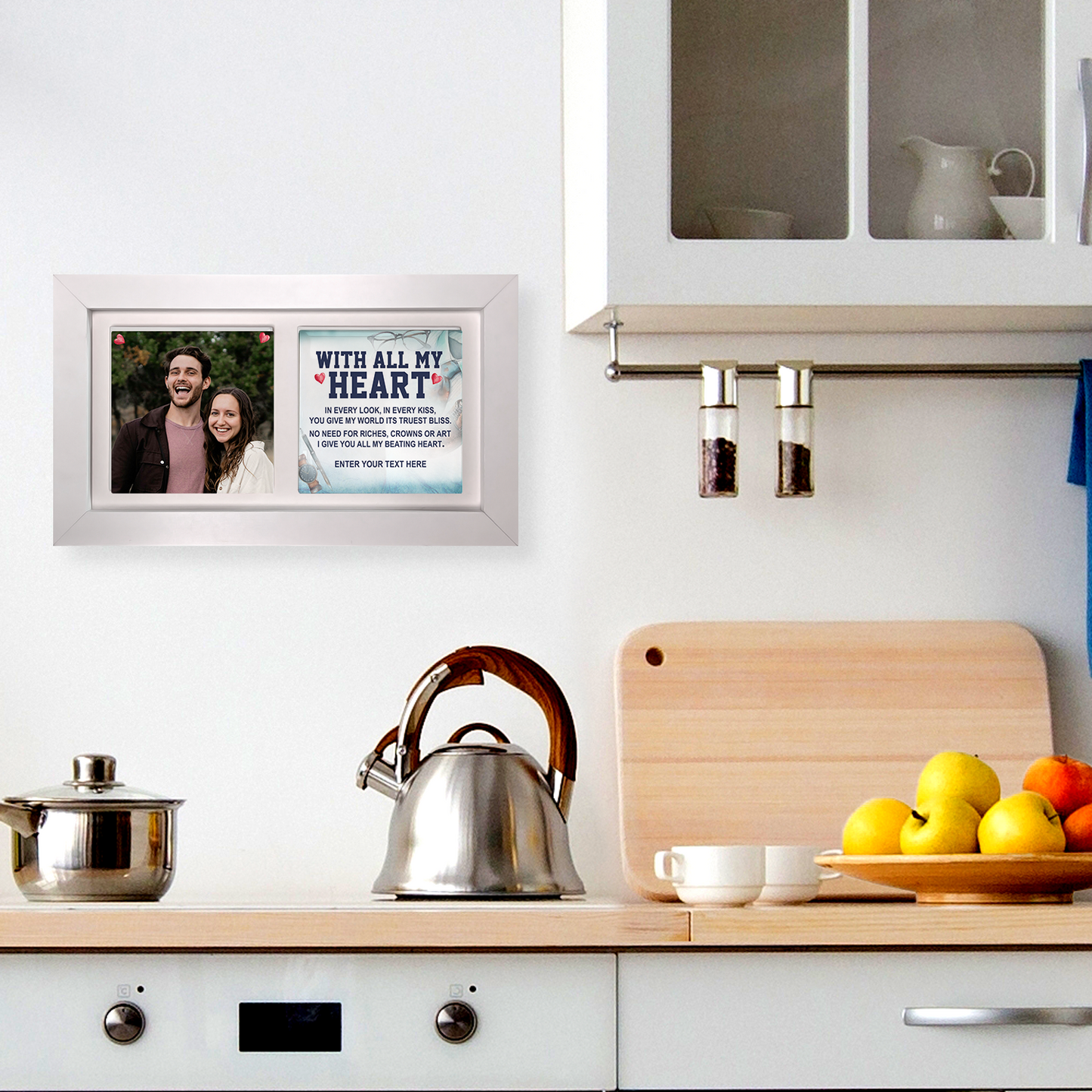 With All My Heart – Personalised Ceramic Tiles in Landscape Frame