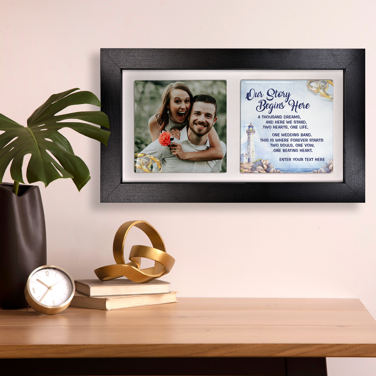 Our Story Begins Here – Personalised Ceramic Tiles in Landscape Frame