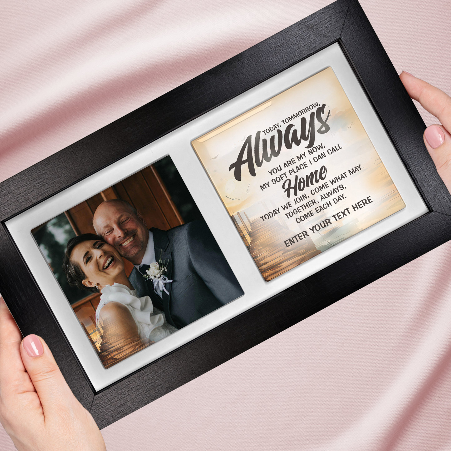 Today, Tomorrow, Always – Personalised Ceramic Tiles in Landscape Frame