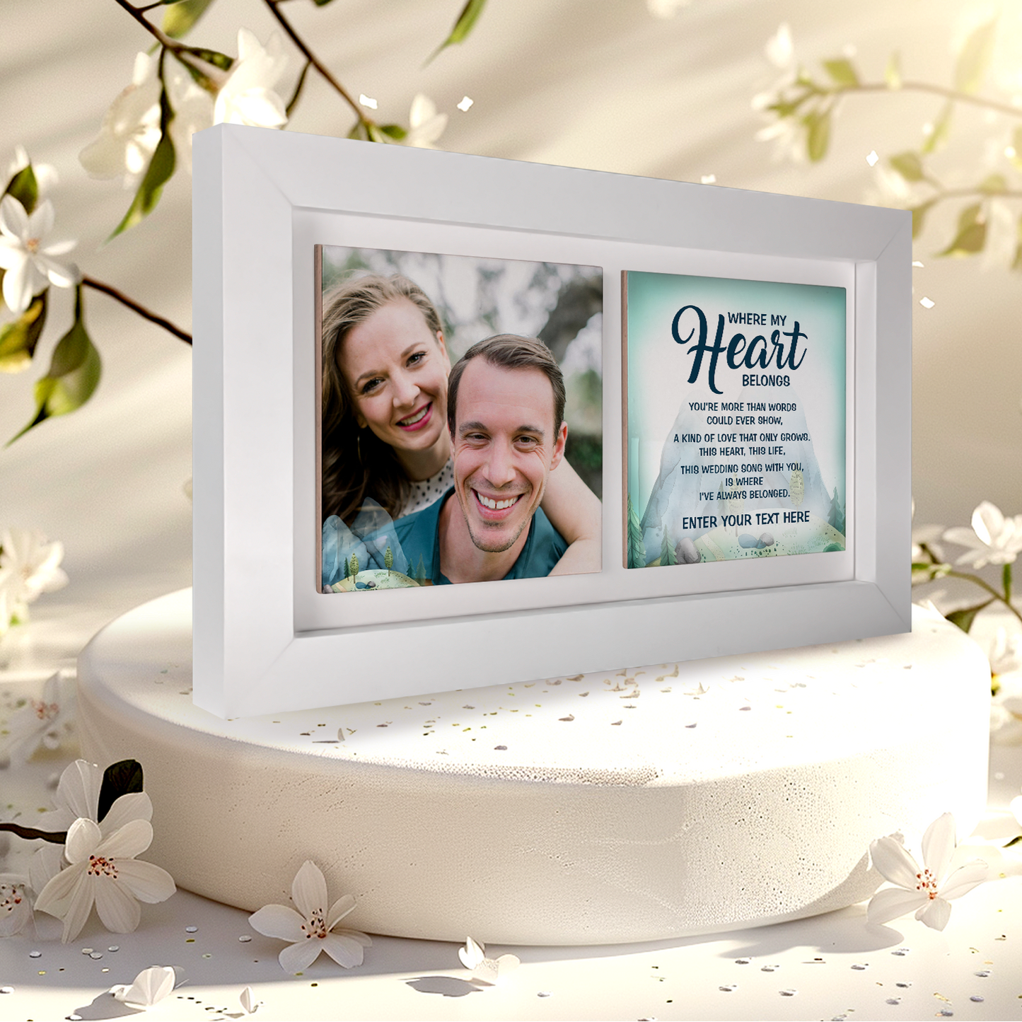 Where My Heart Belongs – Personalised Ceramic Tiles in Landscape Frame