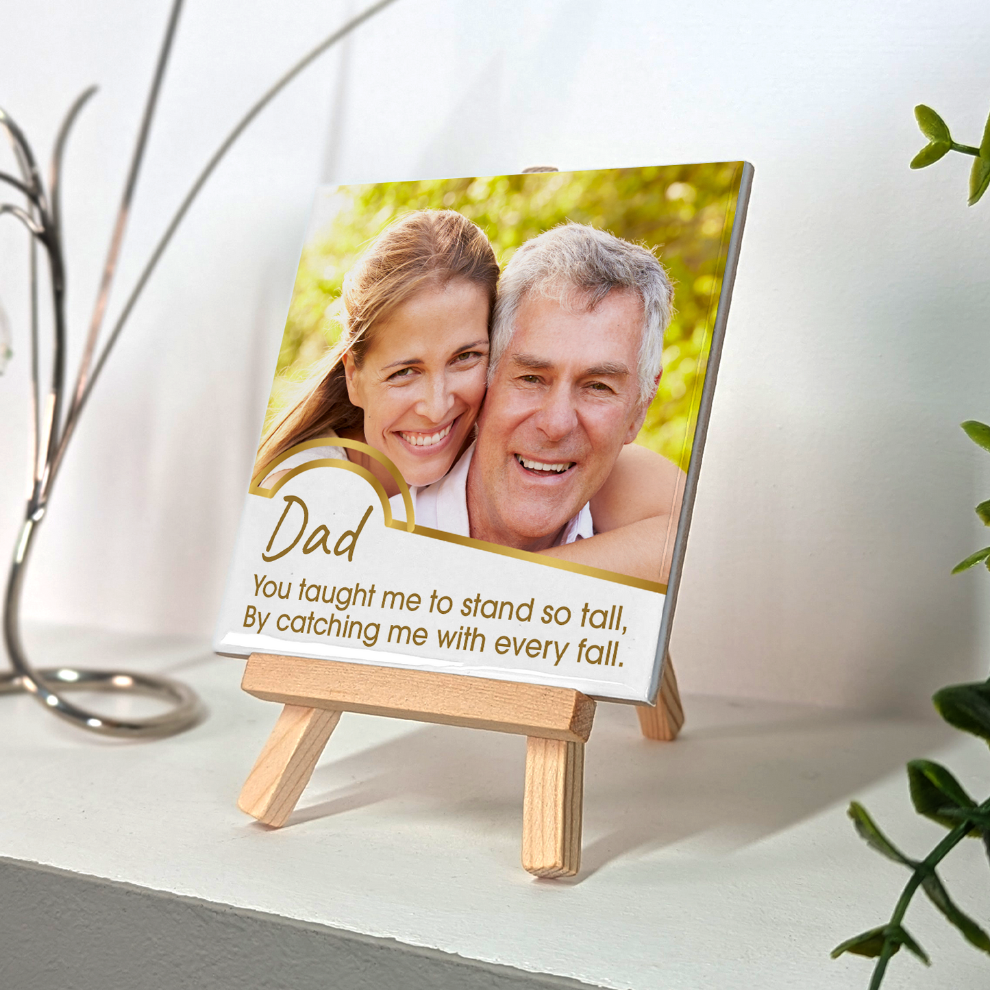 Dad Stand So Tall – Personalised Ceramic Tile with Easel