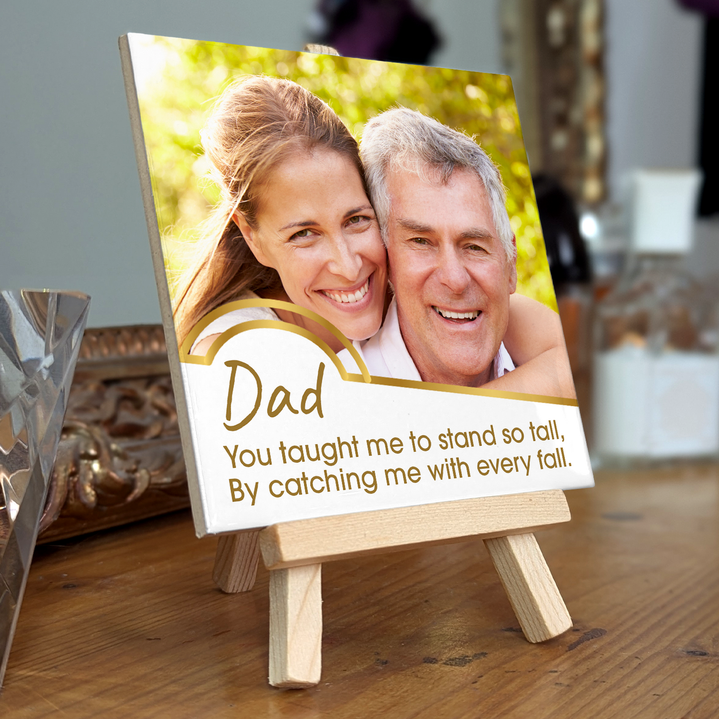 Dad Stand So Tall – Personalised Ceramic Tile with Easel