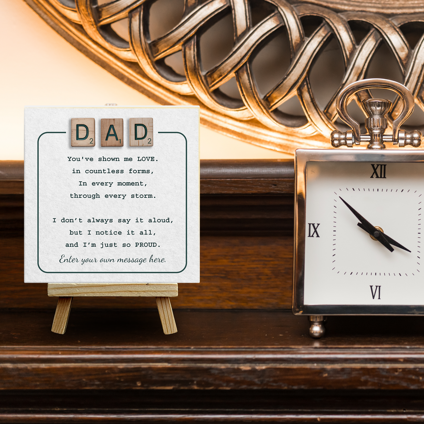 Dad Scrabble – Personalised Ceramic Tile with Easel