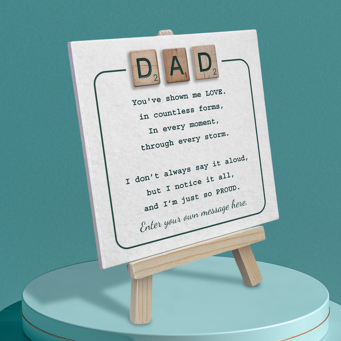 Dad Scrabble – Personalised Ceramic Tile with Easel