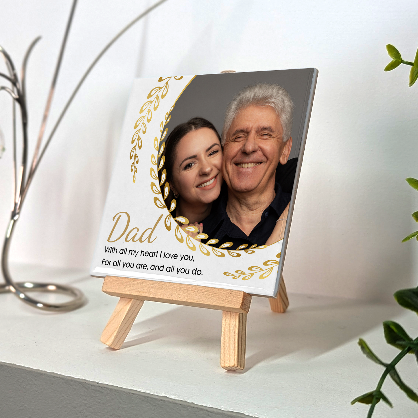 With All My Heart I Love You – Personalised Ceramic Tile with Easel