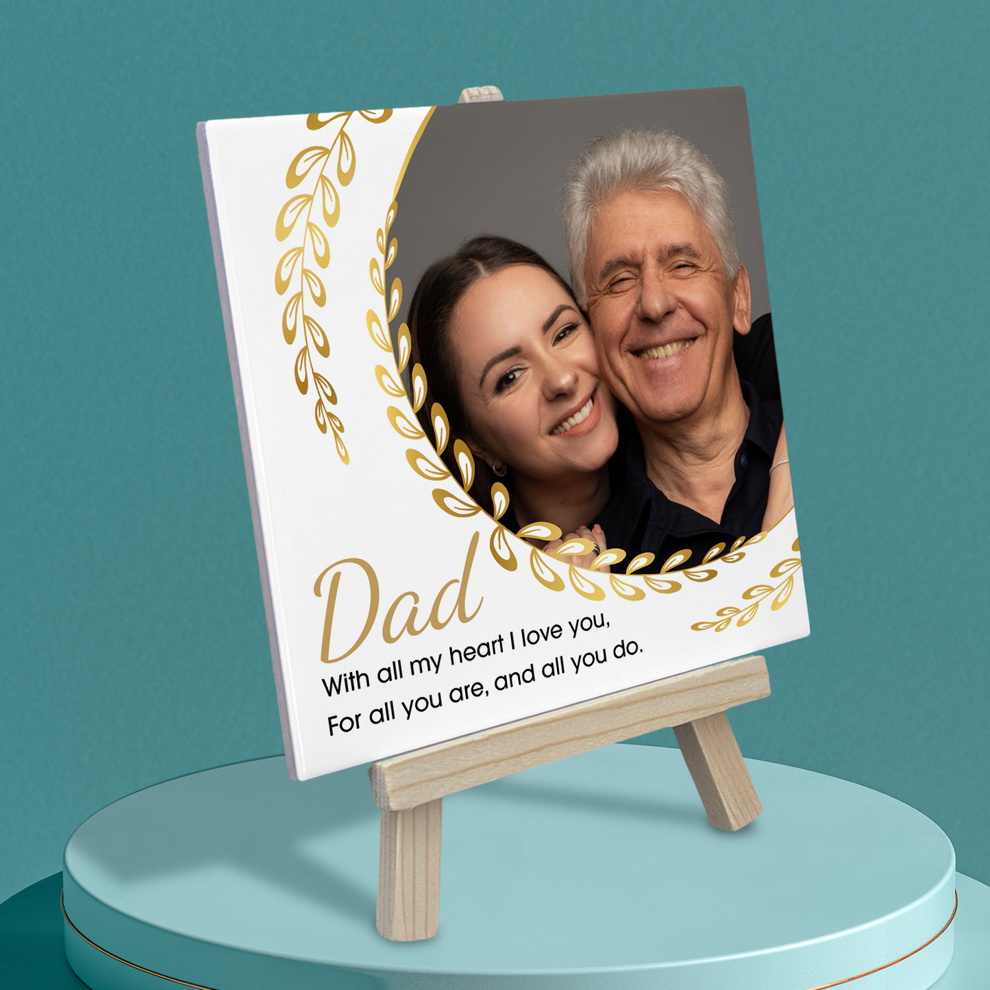 With All My Heart I Love You – Personalised Ceramic Tile with Easel