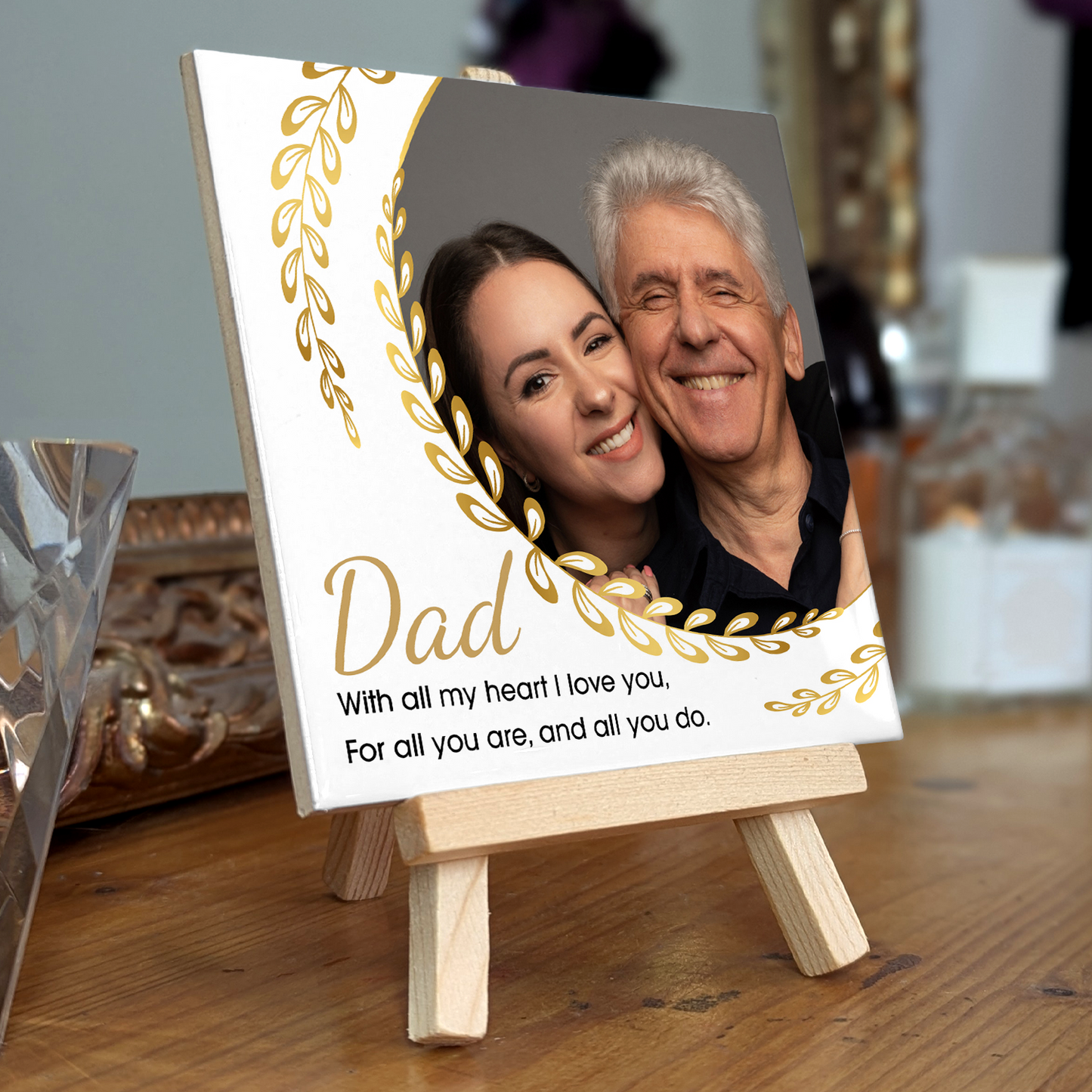 With All My Heart I Love You – Personalised Ceramic Tile with Easel