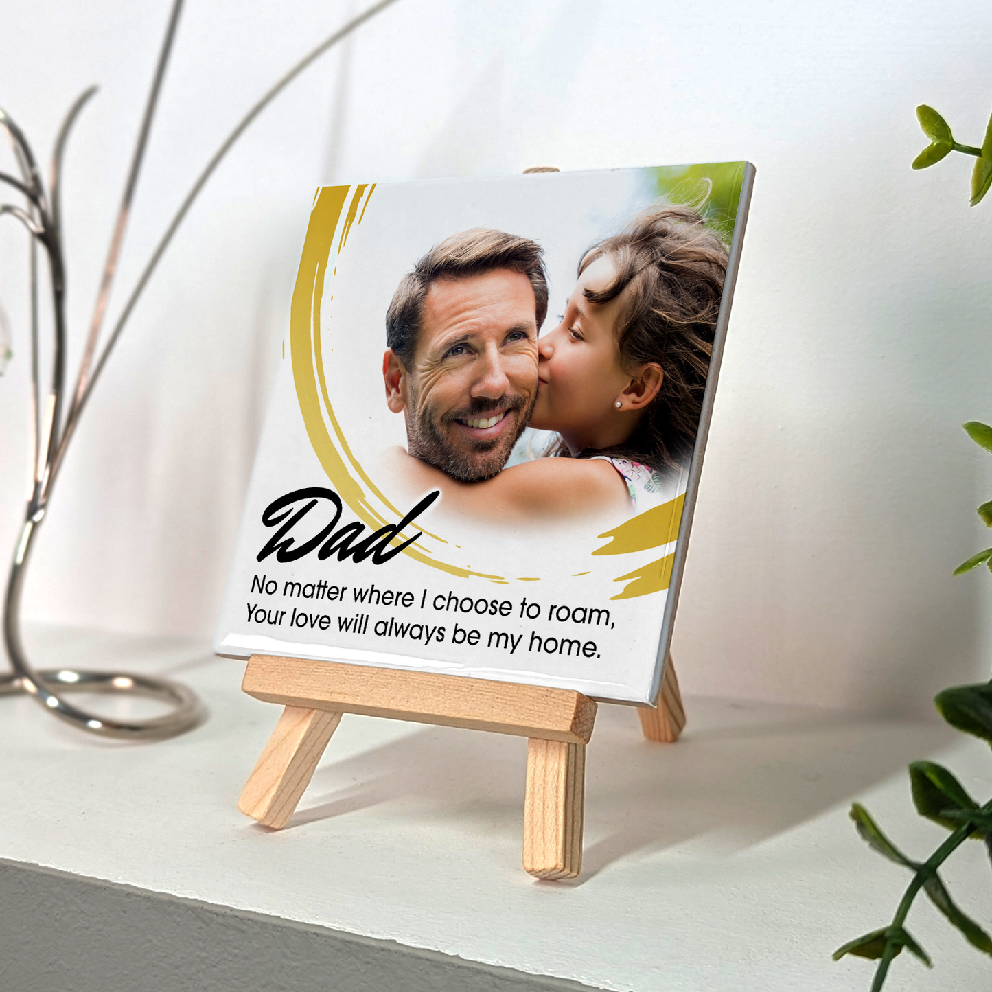 Dad No Matter Where – Personalised Ceramic Tile with Easel