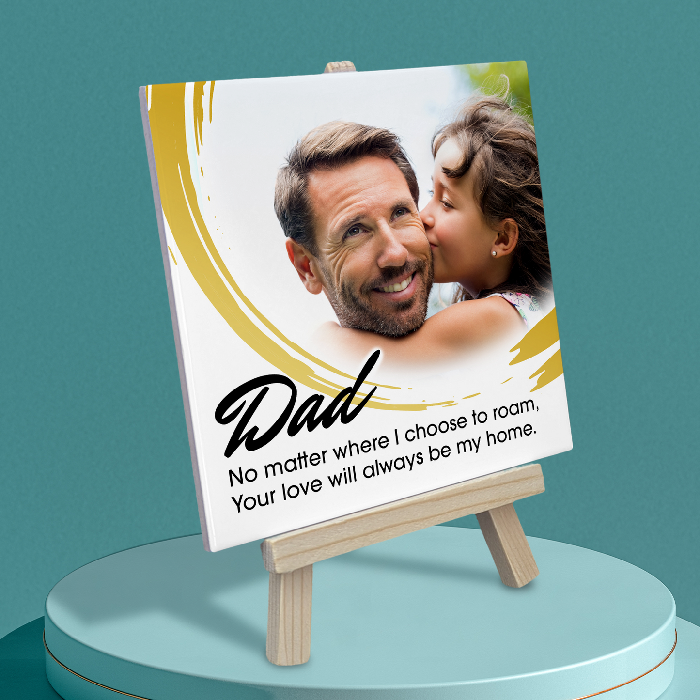 Dad No Matter Where – Personalised Ceramic Tile with Easel