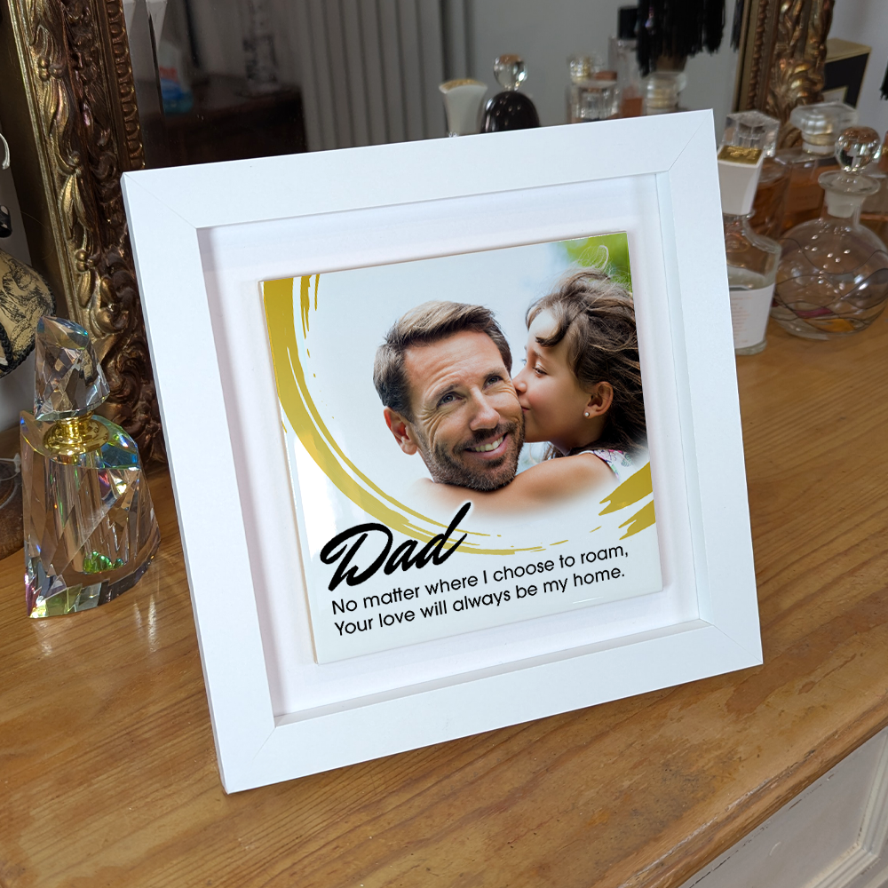 Dad No Matter Where – Personalised Square Framed Ceramic Tile