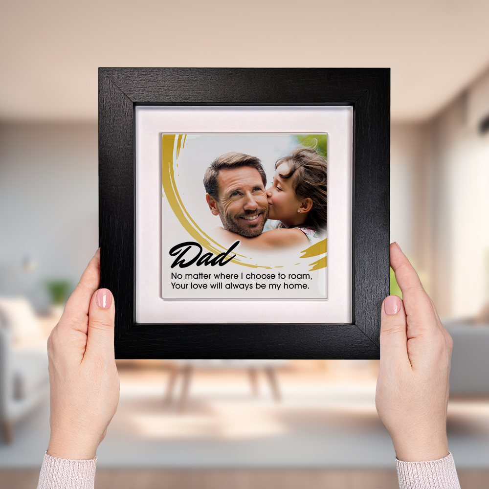 Dad No Matter Where – Personalised Square Framed Ceramic Tile
