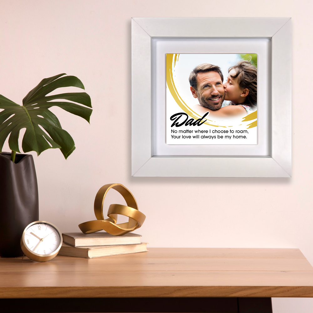 Dad No Matter Where – Personalised Square Framed Ceramic Tile