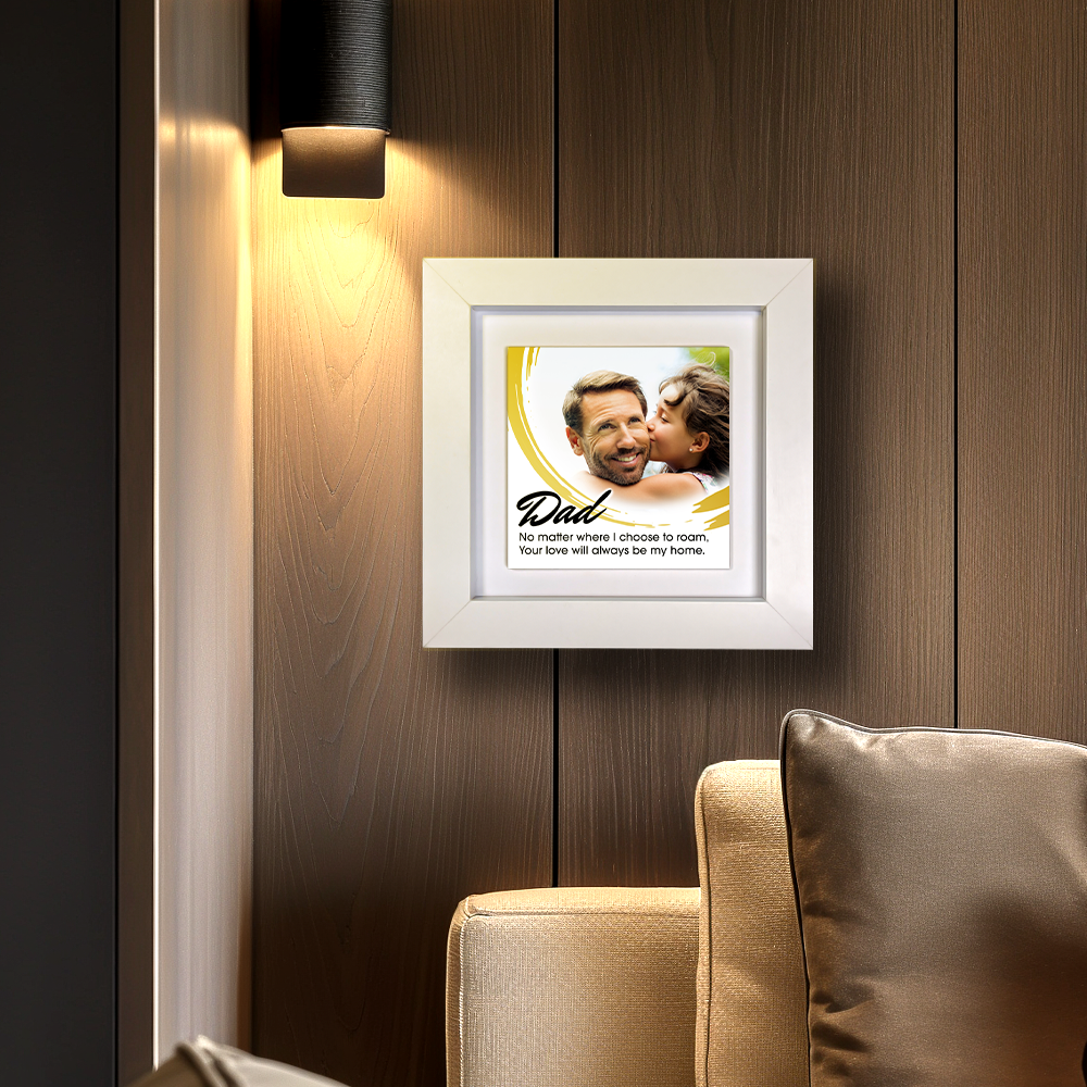 Dad No Matter Where – Personalised Square Framed Ceramic Tile