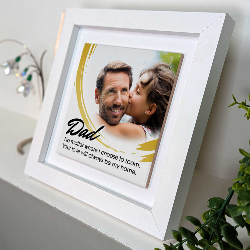 Dad No Matter Where – Personalised Square Framed Ceramic Tile
