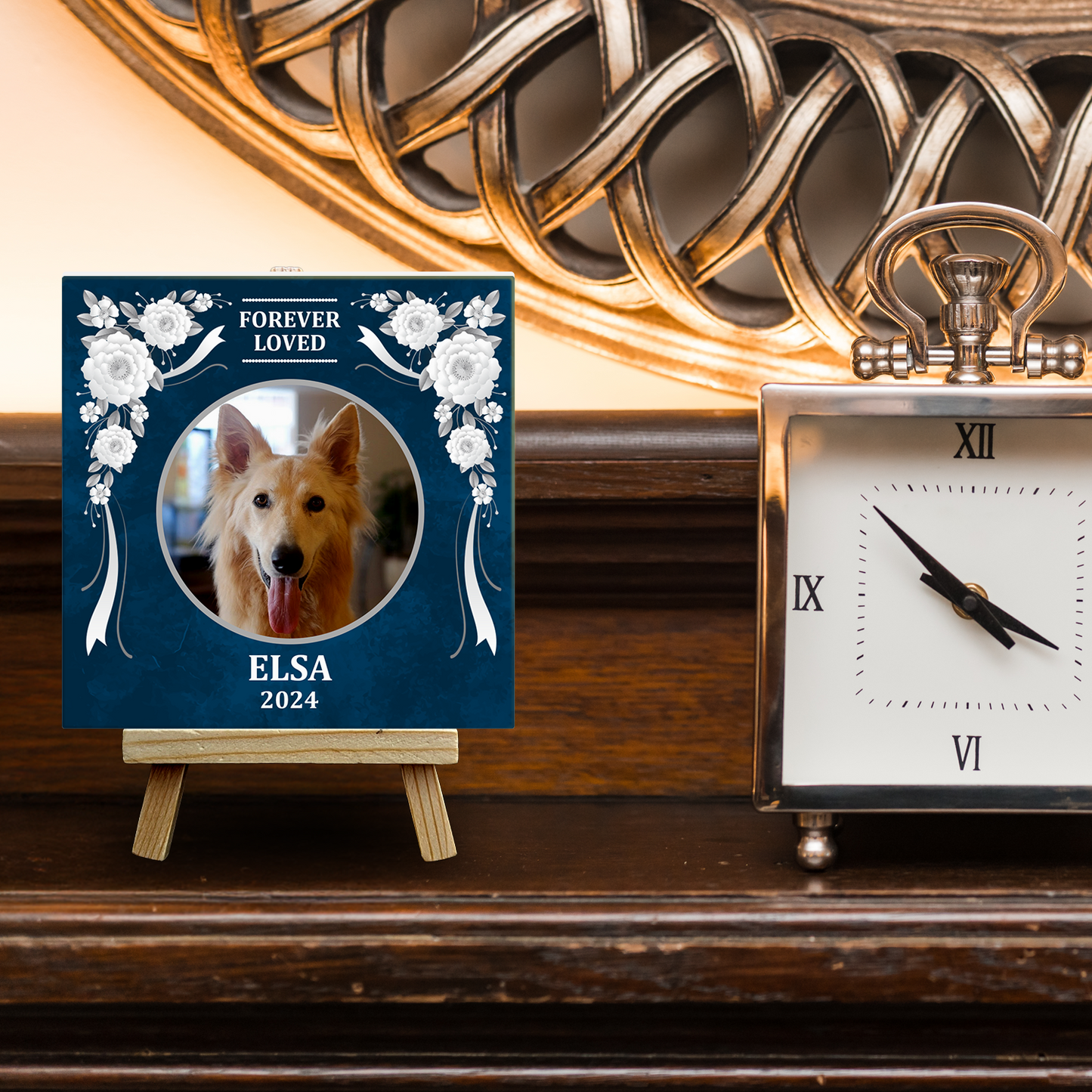 Pet Memorial – Personalised Ceramic Tile with Easel
