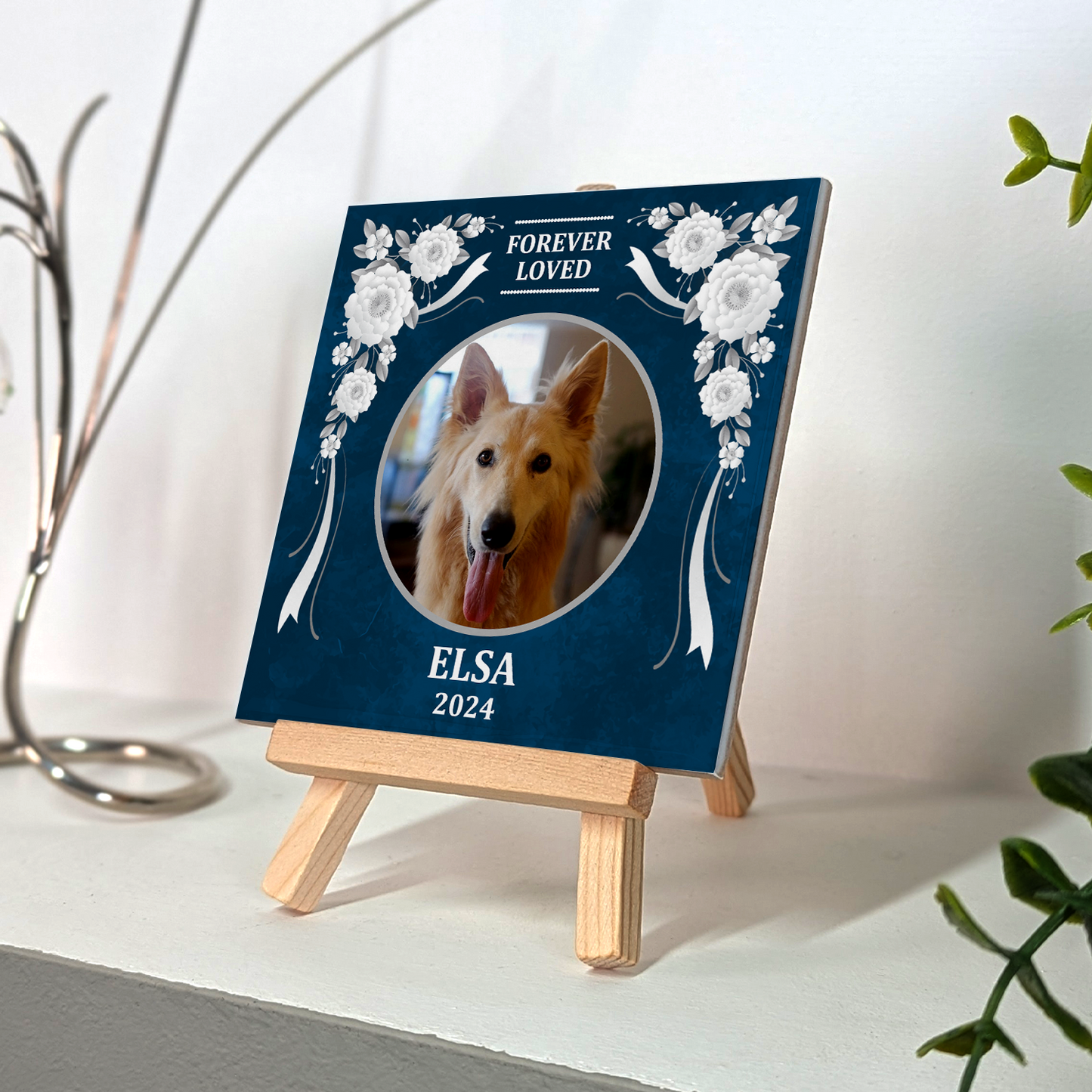 Pet Memorial – Personalised Ceramic Tile with Easel