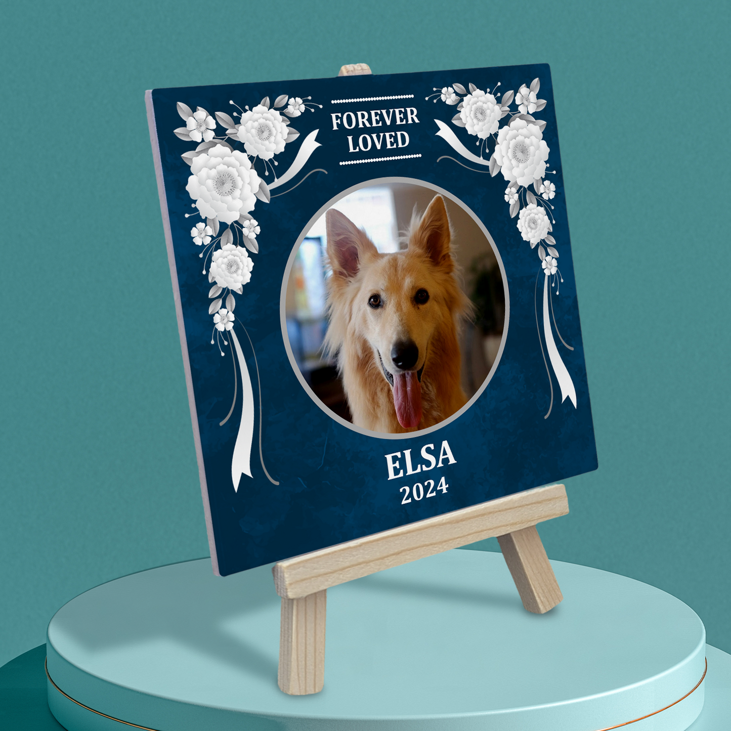Pet Memorial – Personalised Ceramic Tile with Easel