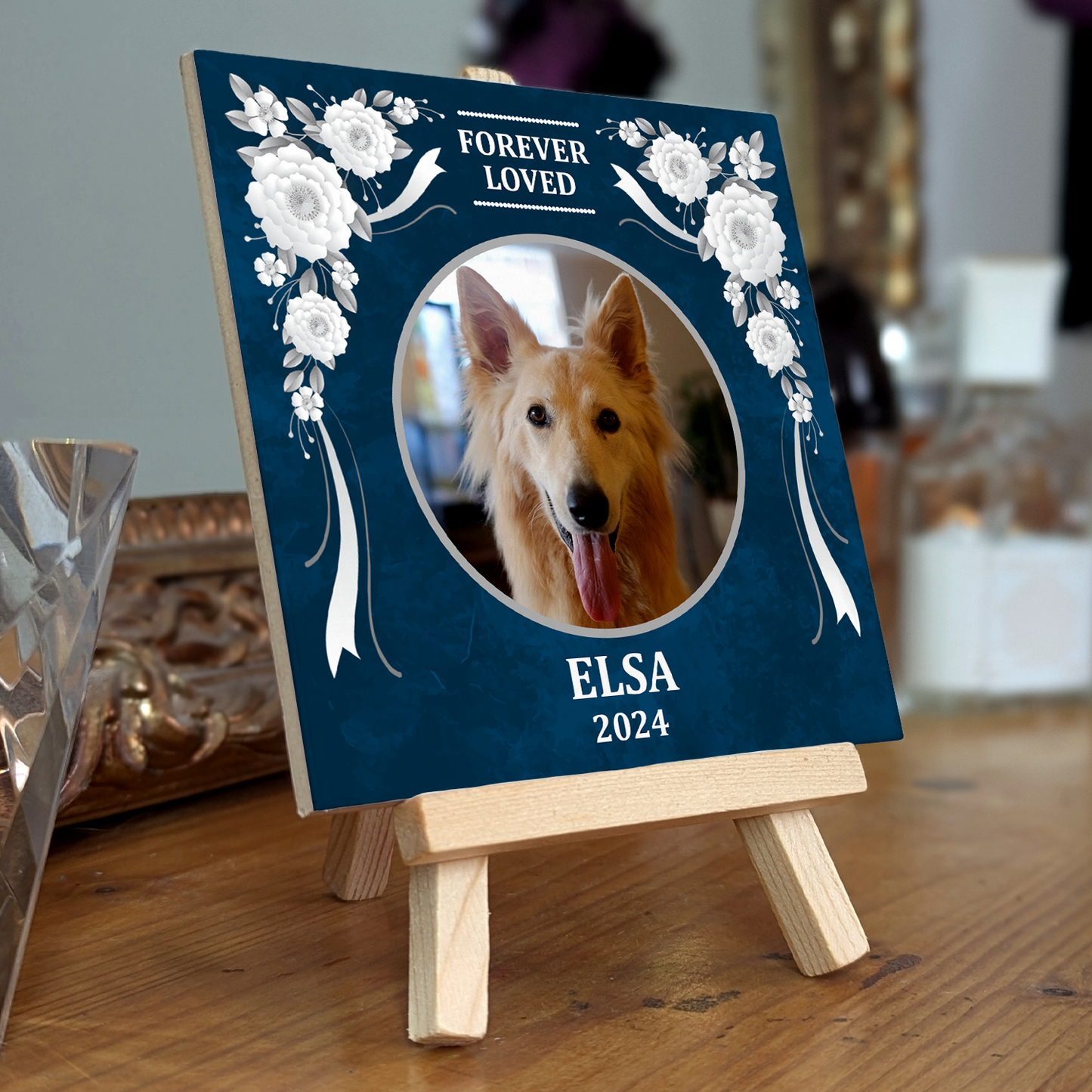Pet Memorial – Personalised Ceramic Tile with Easel