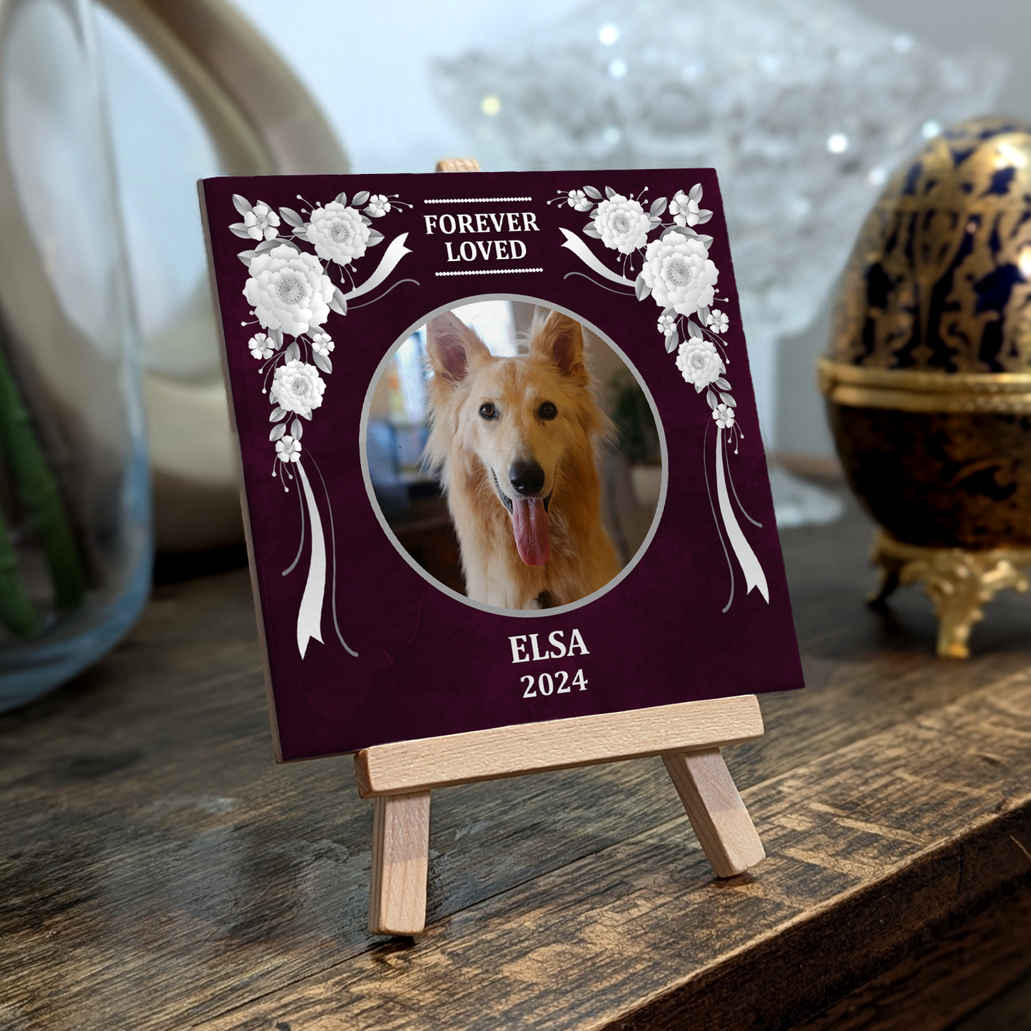 Pet Memorial – Personalised Ceramic Tile with Easel