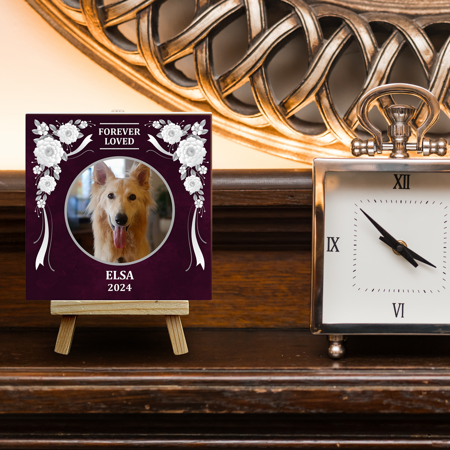 Pet Memorial – Personalised Ceramic Tile with Easel