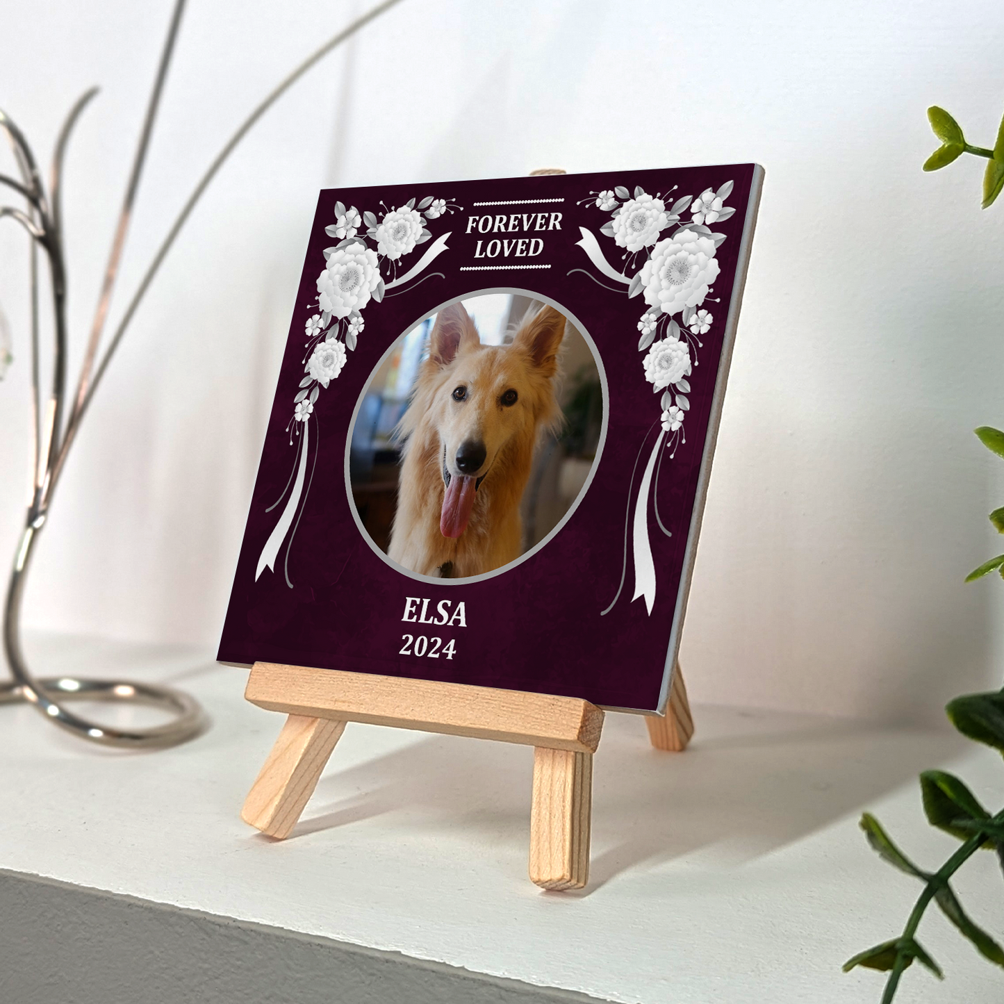 Pet Memorial – Personalised Ceramic Tile with Easel