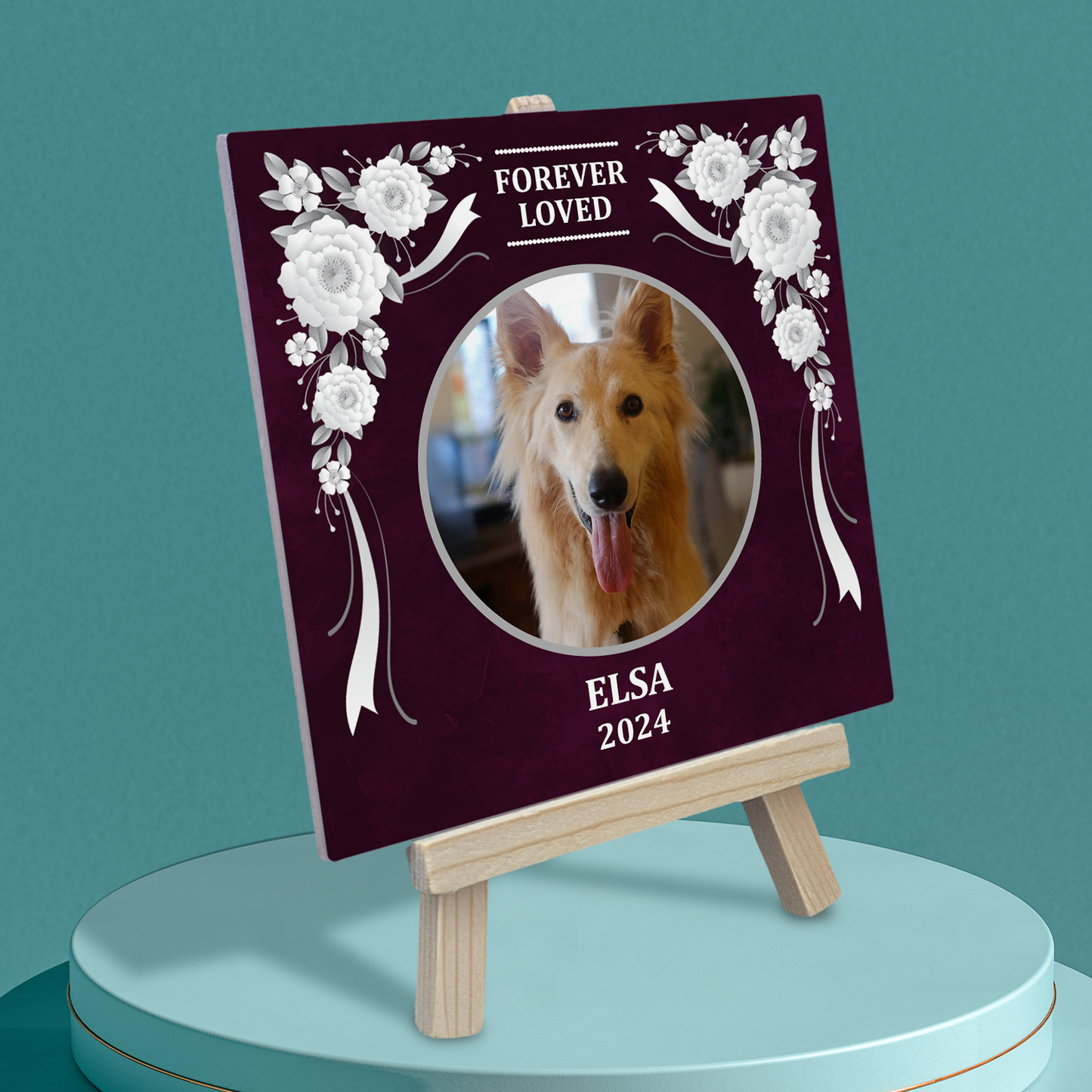 Pet Memorial – Personalised Ceramic Tile with Easel