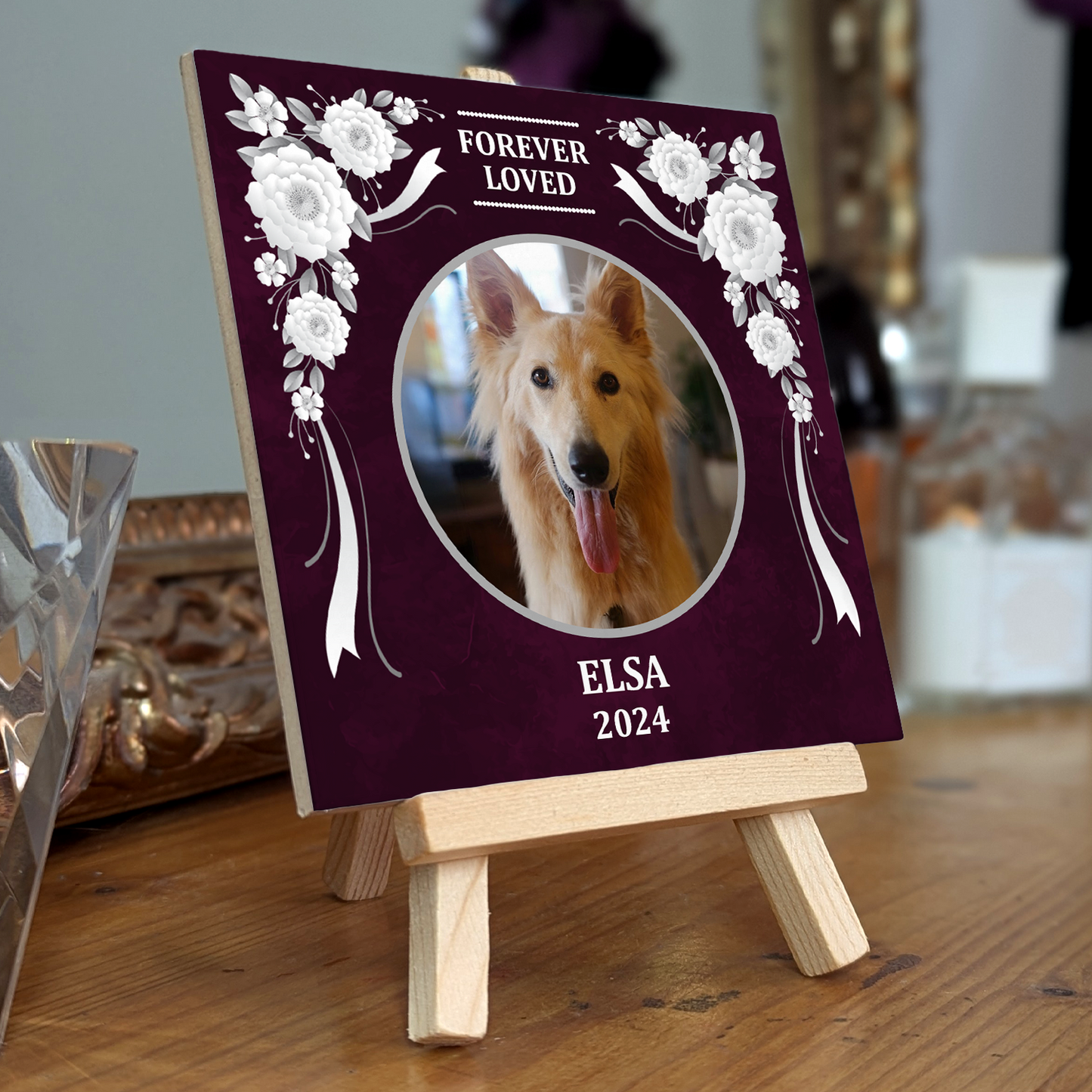 Pet Memorial – Personalised Ceramic Tile with Easel