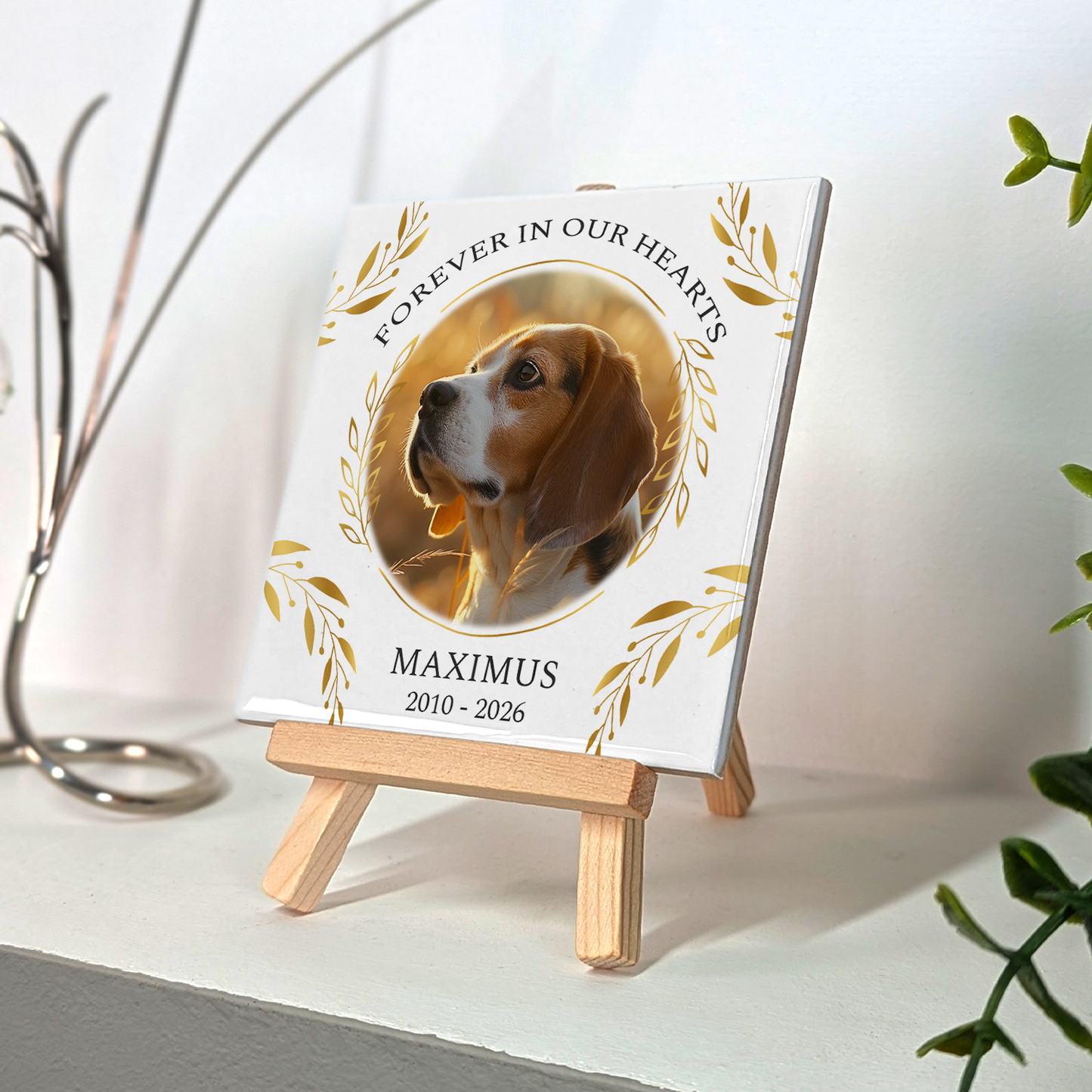 Forever In Our Hearts – Personalised Ceramic Tile with Easel