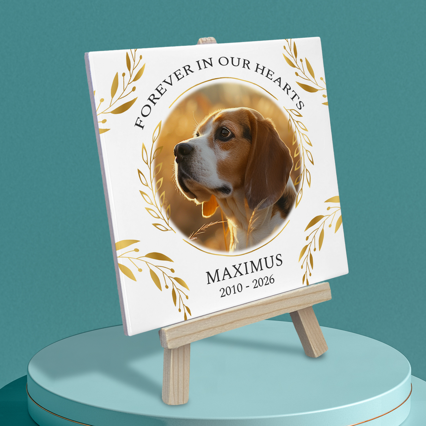 Forever In Our Hearts – Personalised Ceramic Tile with Easel