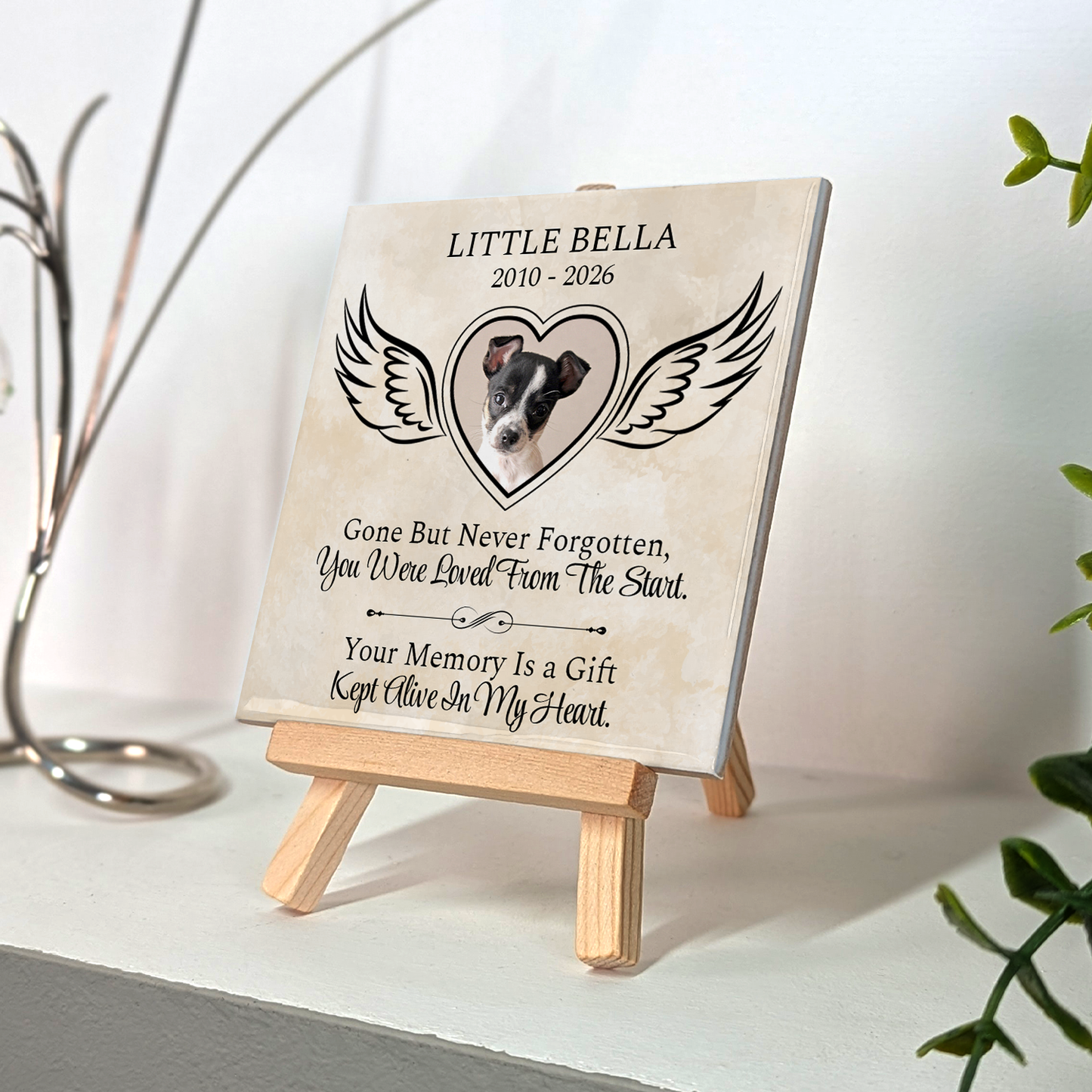 Gone But Never Forgotten – Personalised Ceramic Tile with Easel
