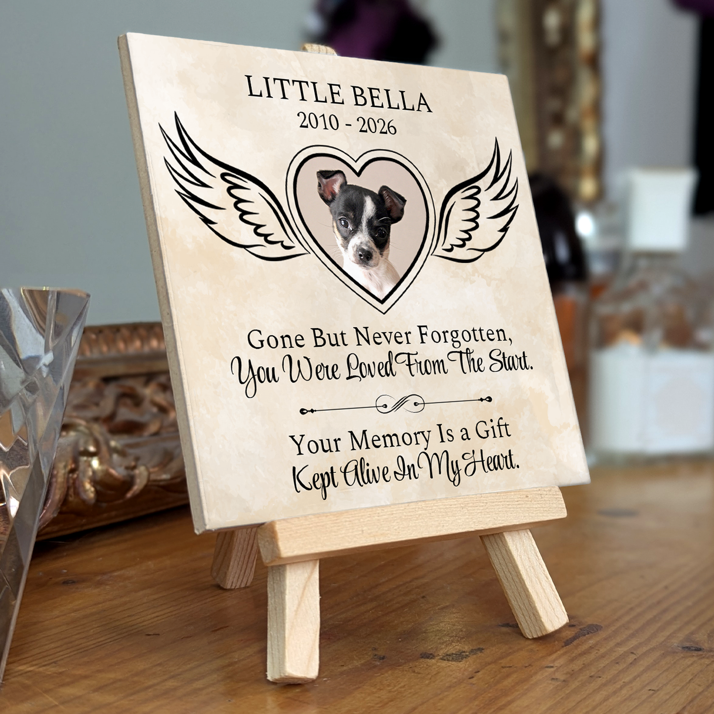 Gone But Never Forgotten – Personalised Ceramic Tile with Easel