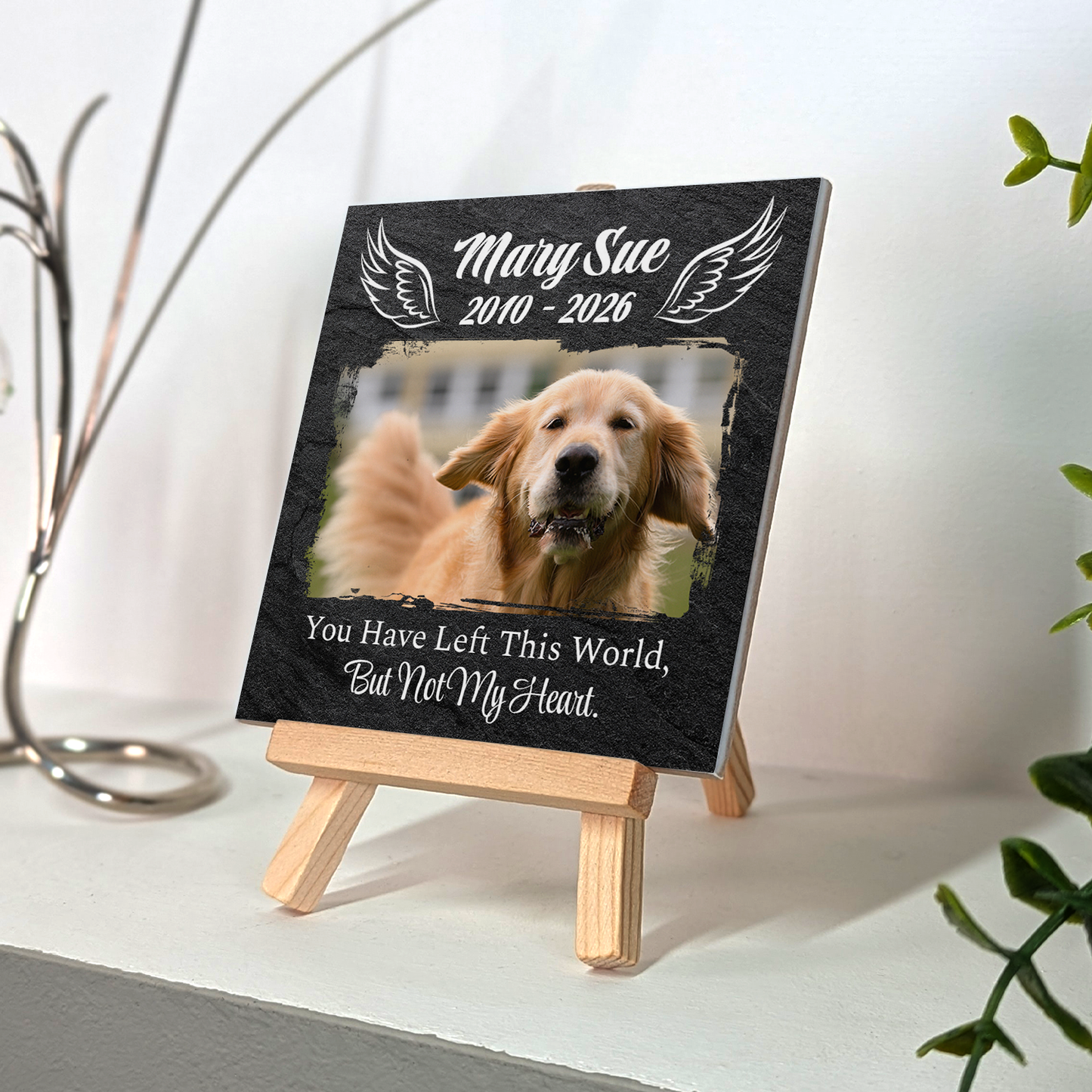 You Have Left In This World But Not In My Heart – Personalised Ceramic Tile with Easel