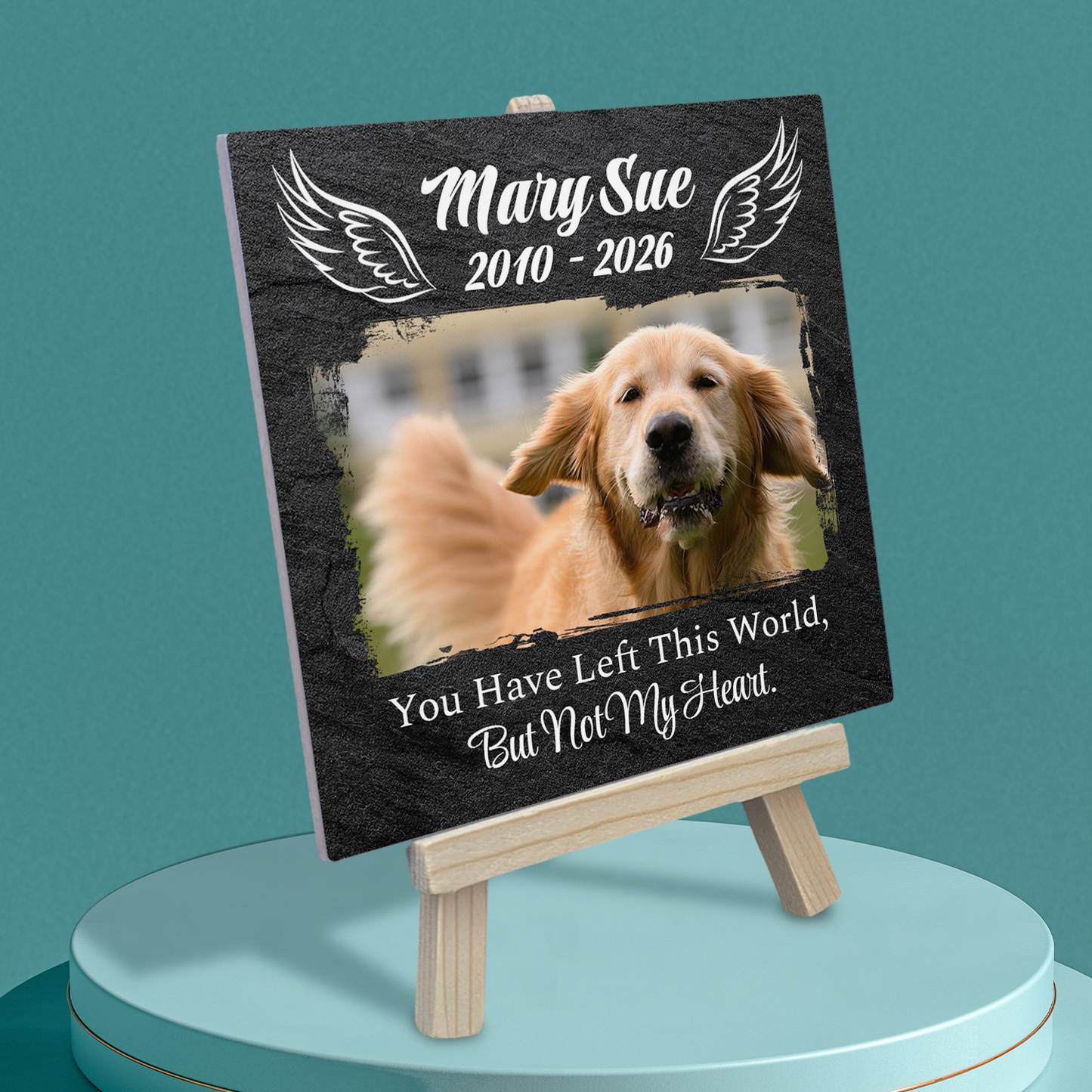 You Have Left In This World But Not In My Heart – Personalised Ceramic Tile with Easel