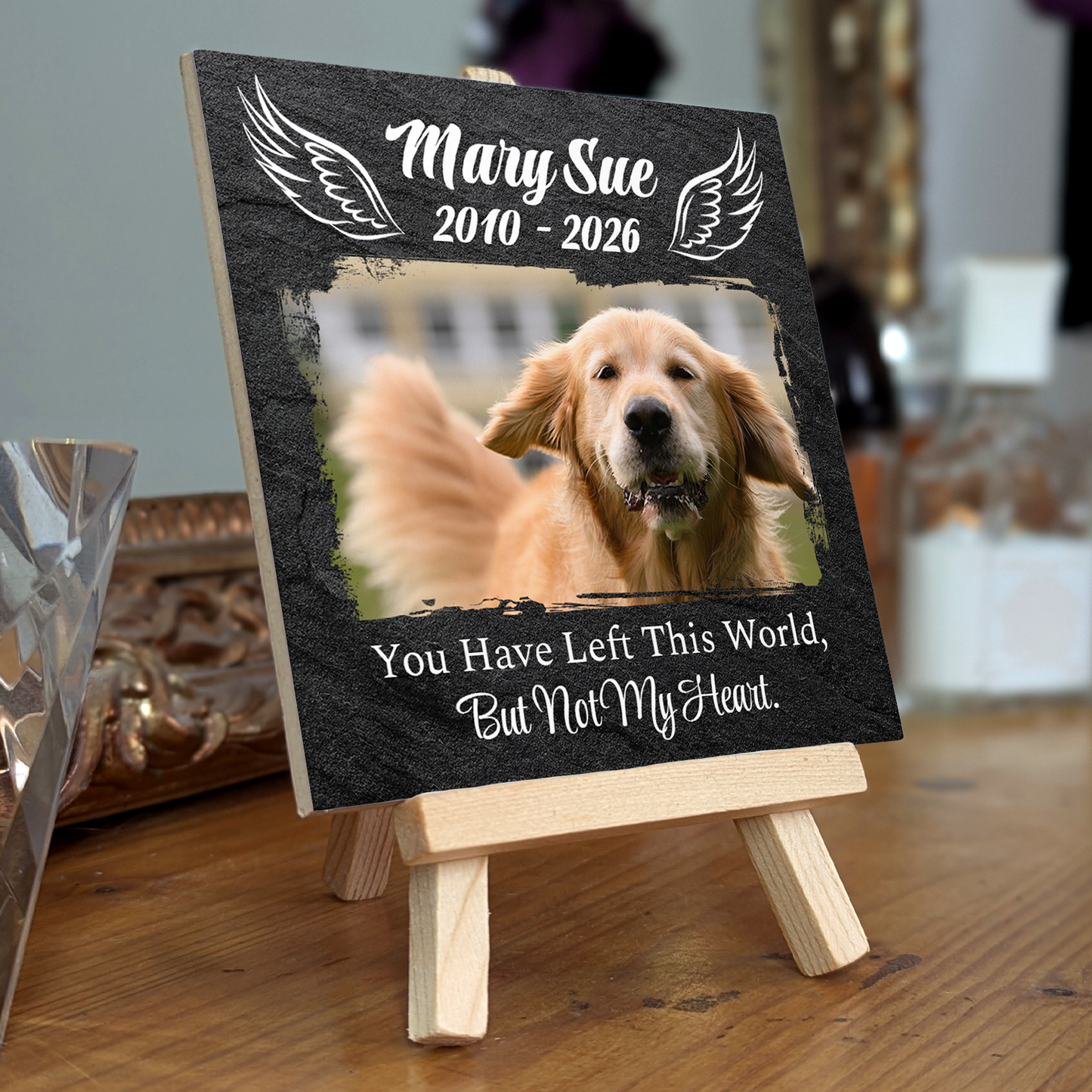 You Have Left In This World But Not In My Heart – Personalised Ceramic Tile with Easel